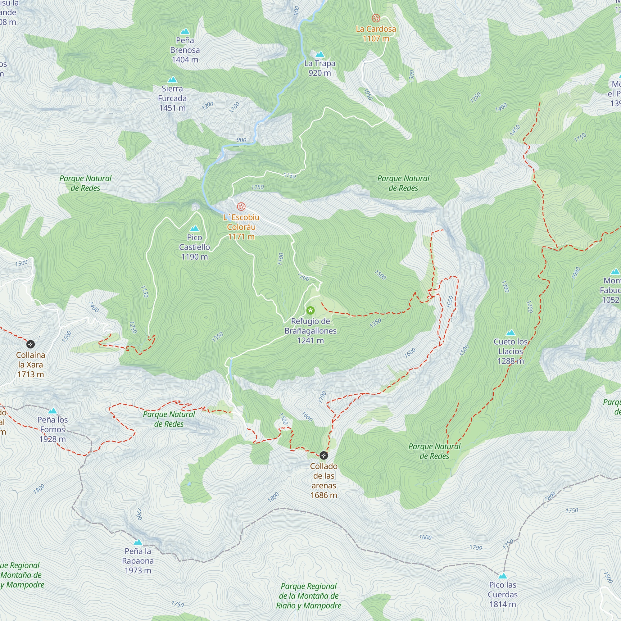 Refugio de Brañagallones map