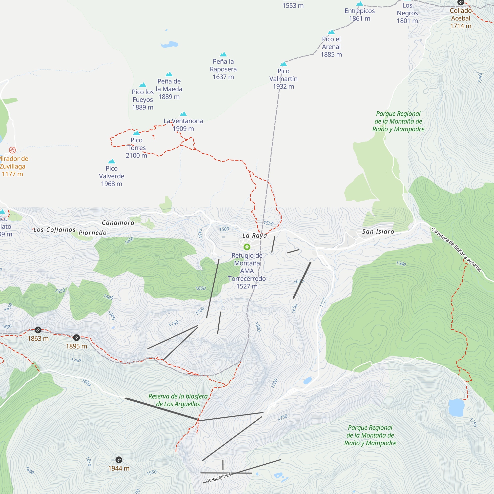 Refugio de Montaña AMA Torrecerredo map