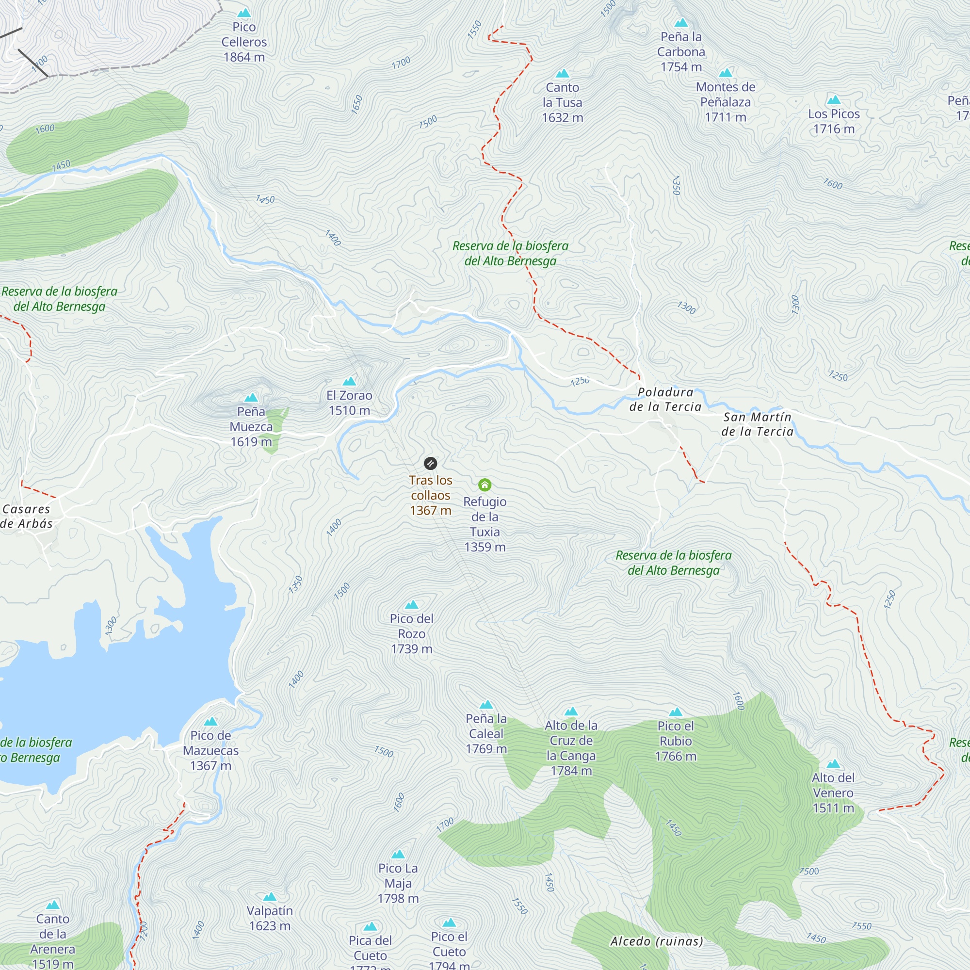 Refugio de la Tuxia map