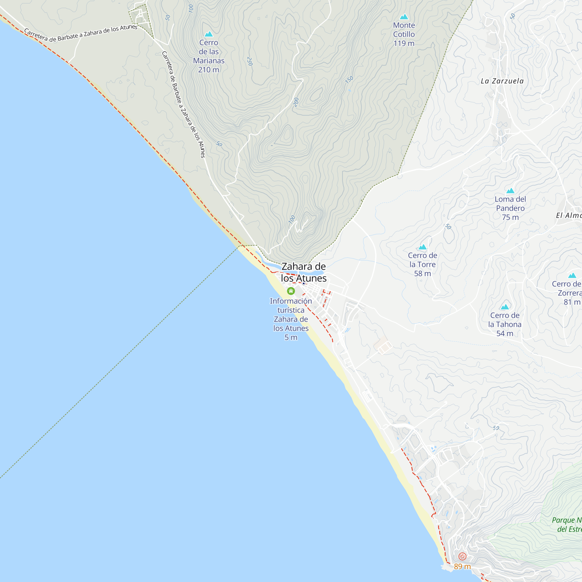 Información turística Zahara de los Atunes map