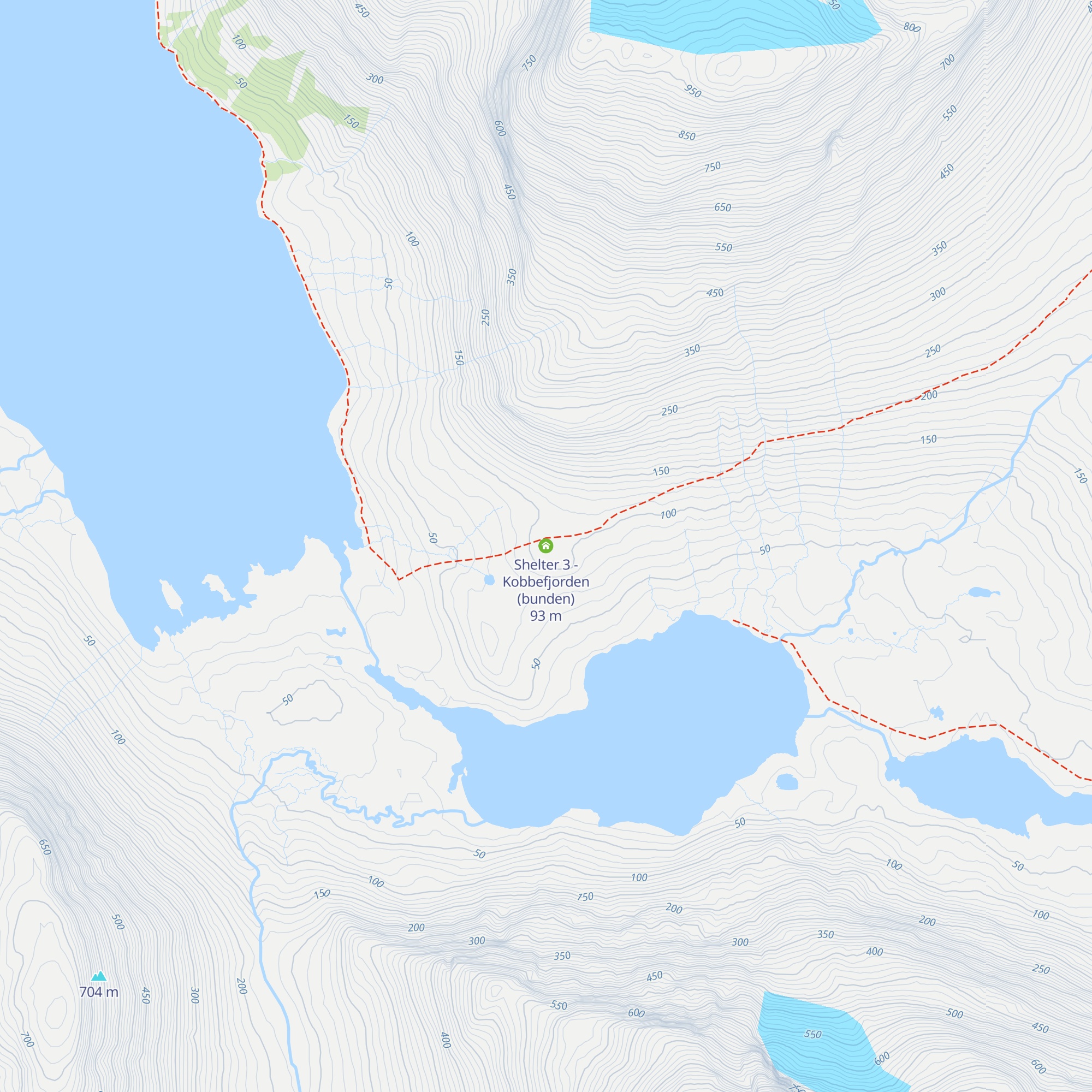 Shelter 3 - Kobbefjorden (bunden) map