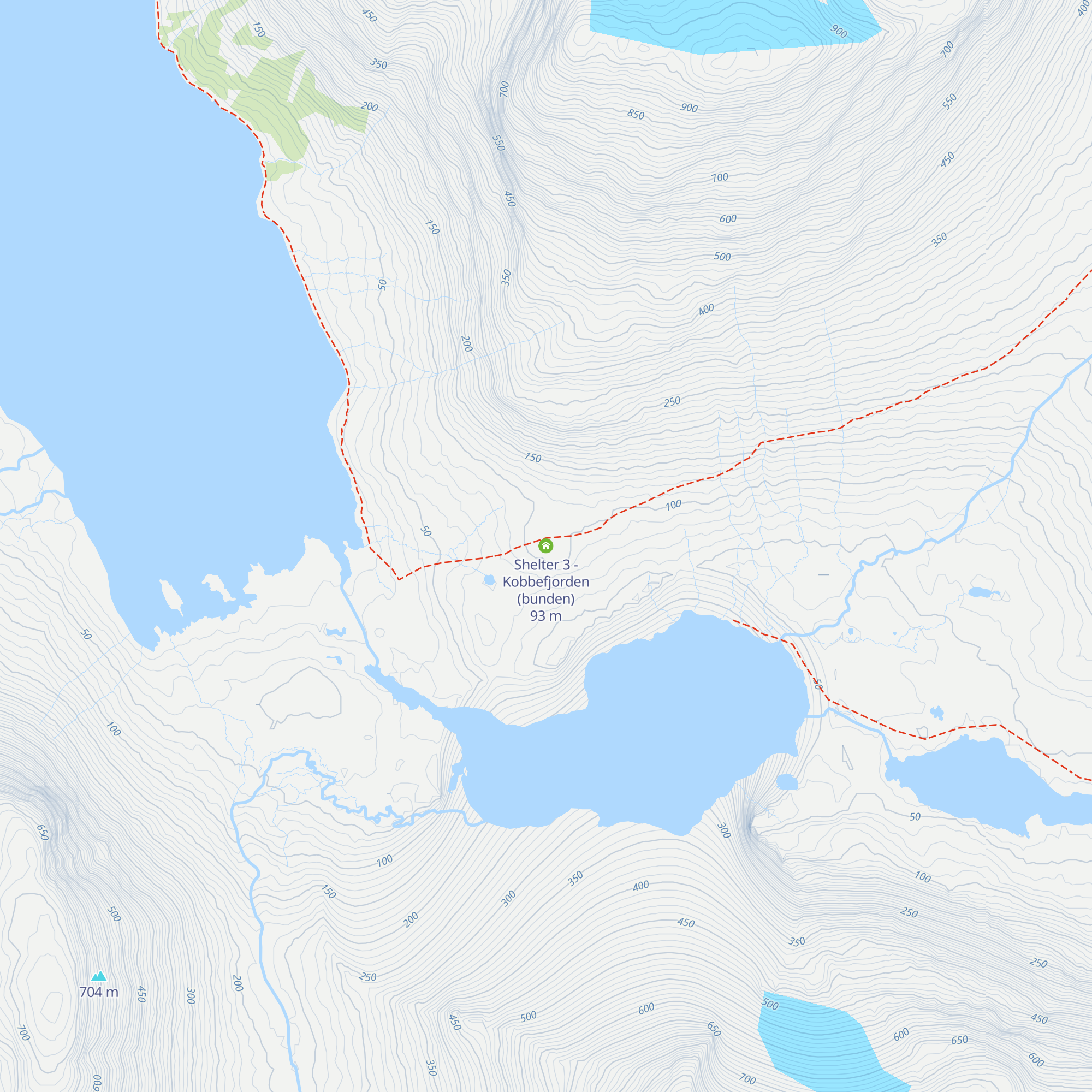 Shelter 3 - Kobbefjorden (bunden) map