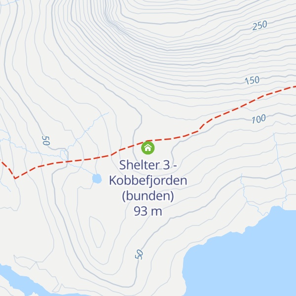 Map of Shelter 3 - Kobbefjorden (bunden)