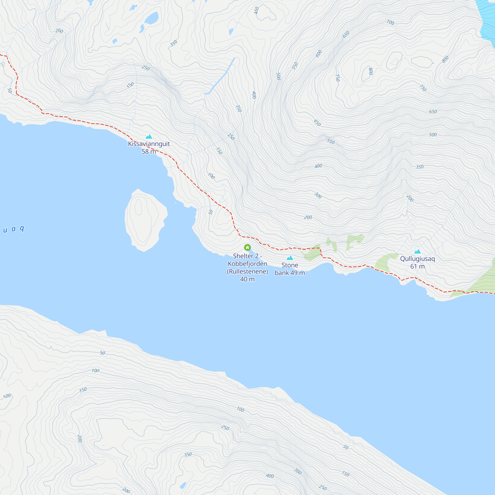 Shelter 2 - Kobbefjorden (Rullestenene) map