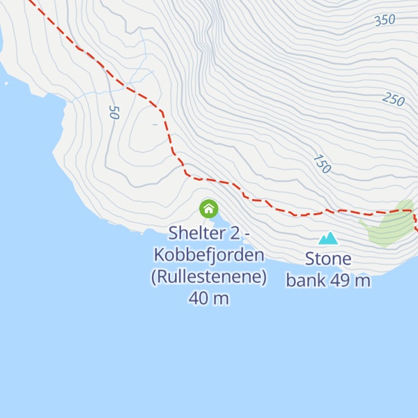 Map of Shelter 2 - Kobbefjorden (Rullestenene)
