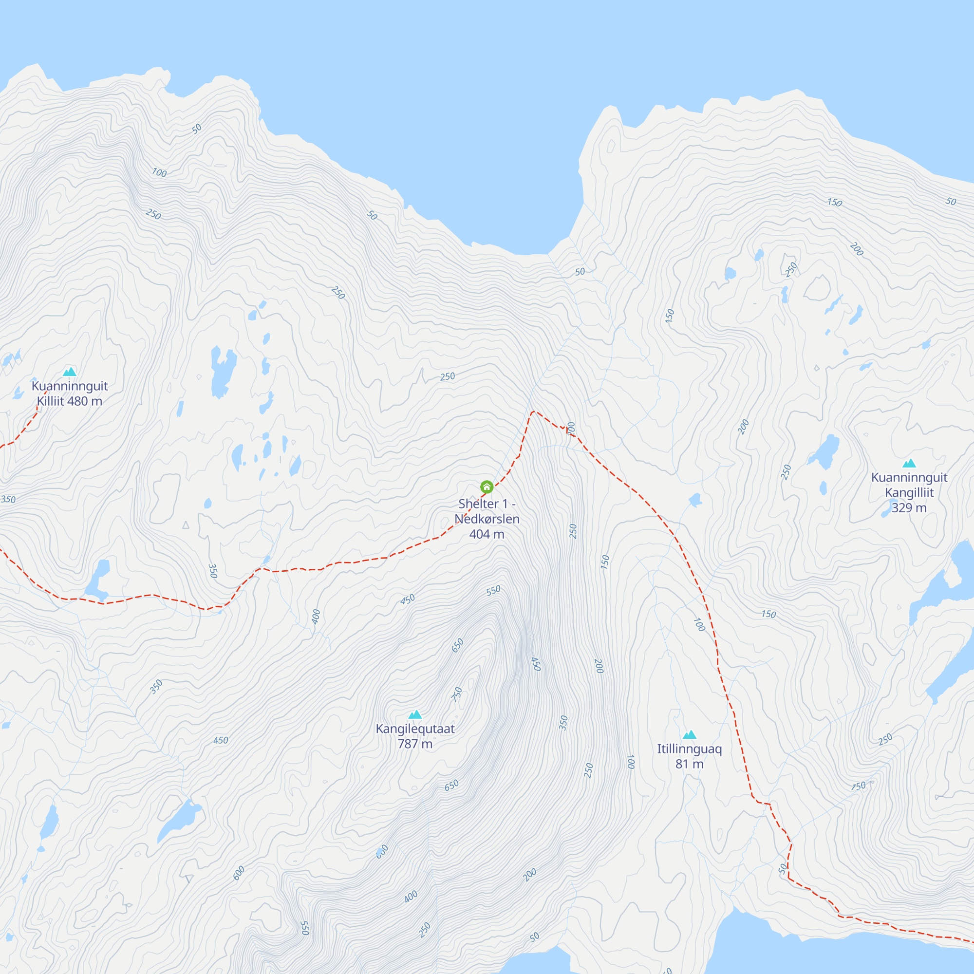 Shelter 1 - Nedkørslen map