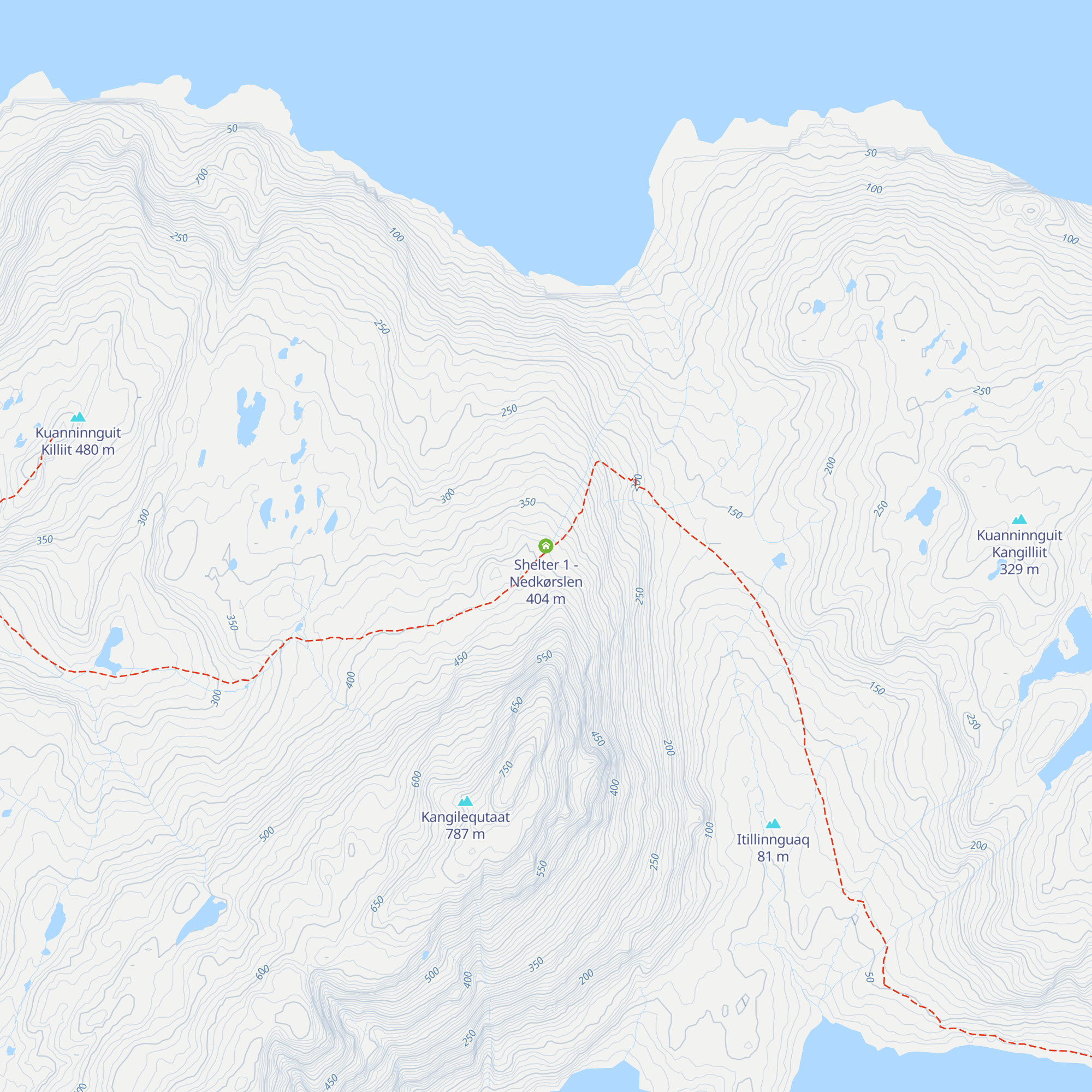 Shelter 1 - Nedkørslen map