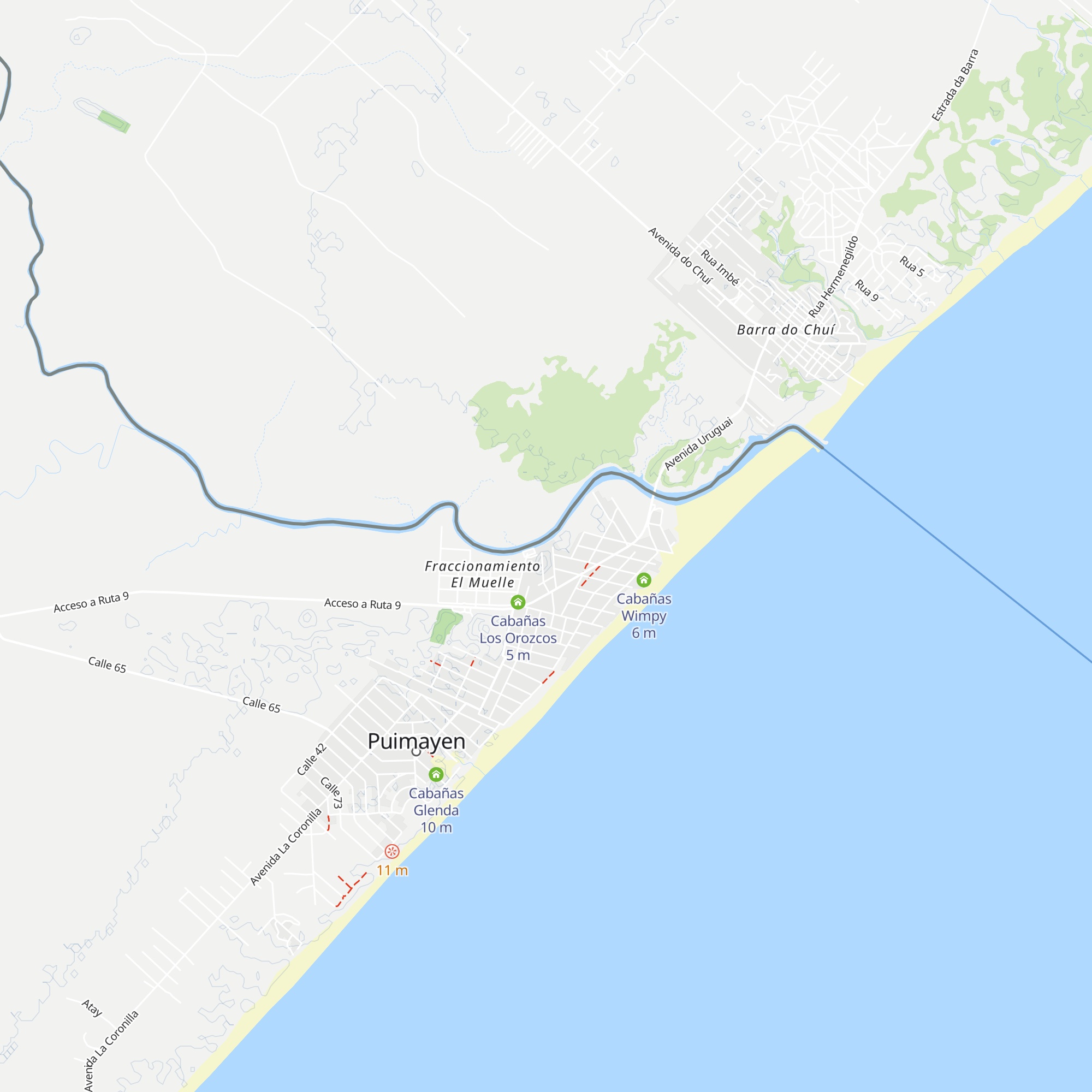 Cabañas Municipales map