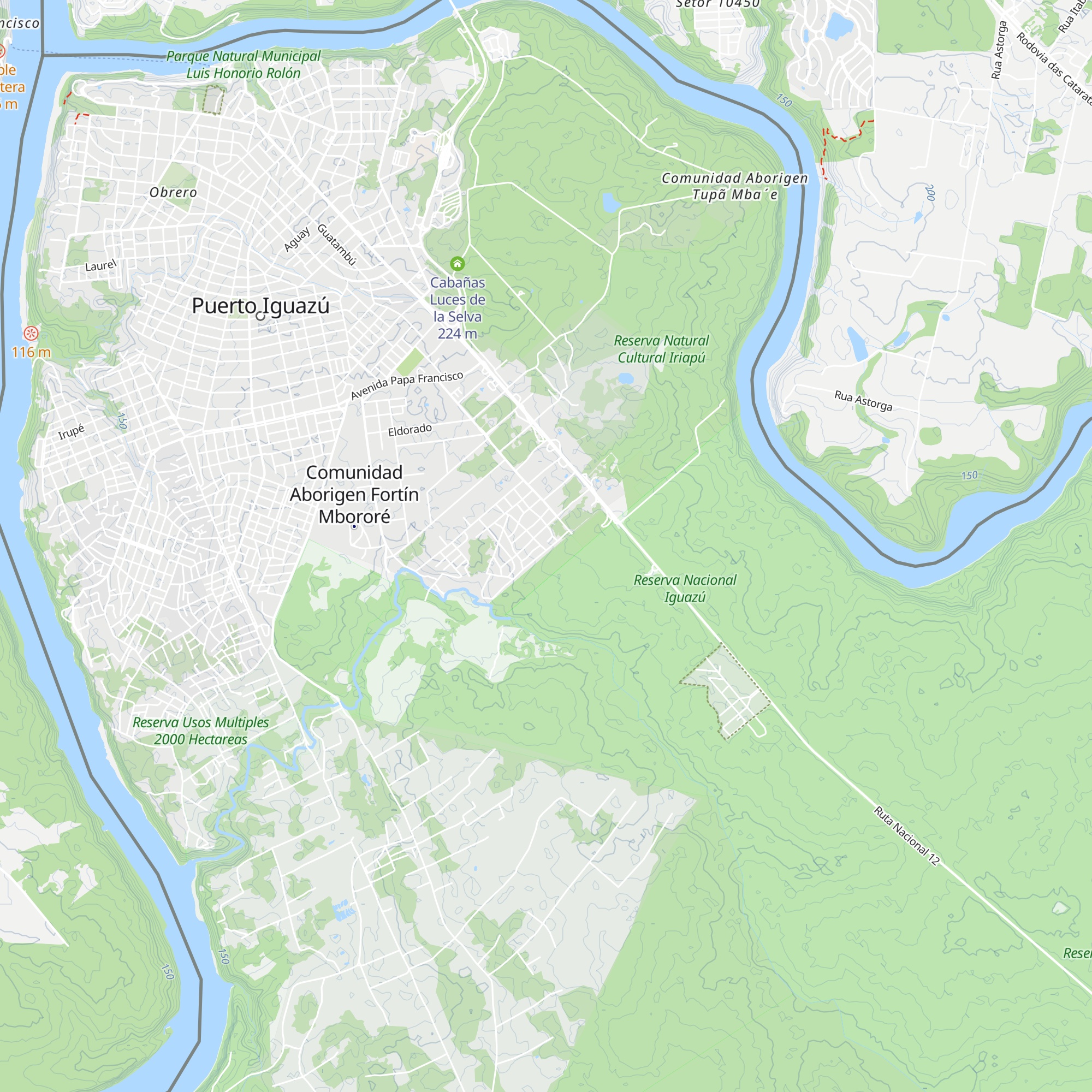 Cabañas Kurupi map