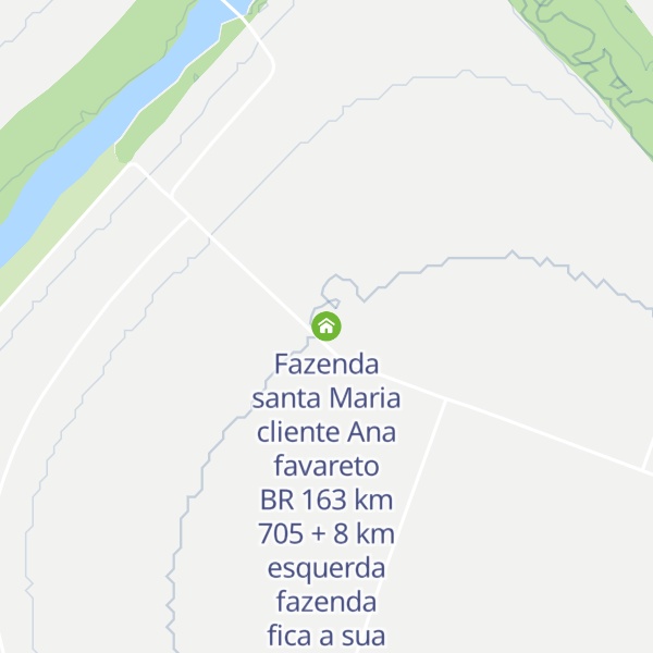 Map of Fazenda santa Maria cliente Ana favareto BR 163 km 705 + 8 km esquerda fazenda fica a sua direita sorriso MT