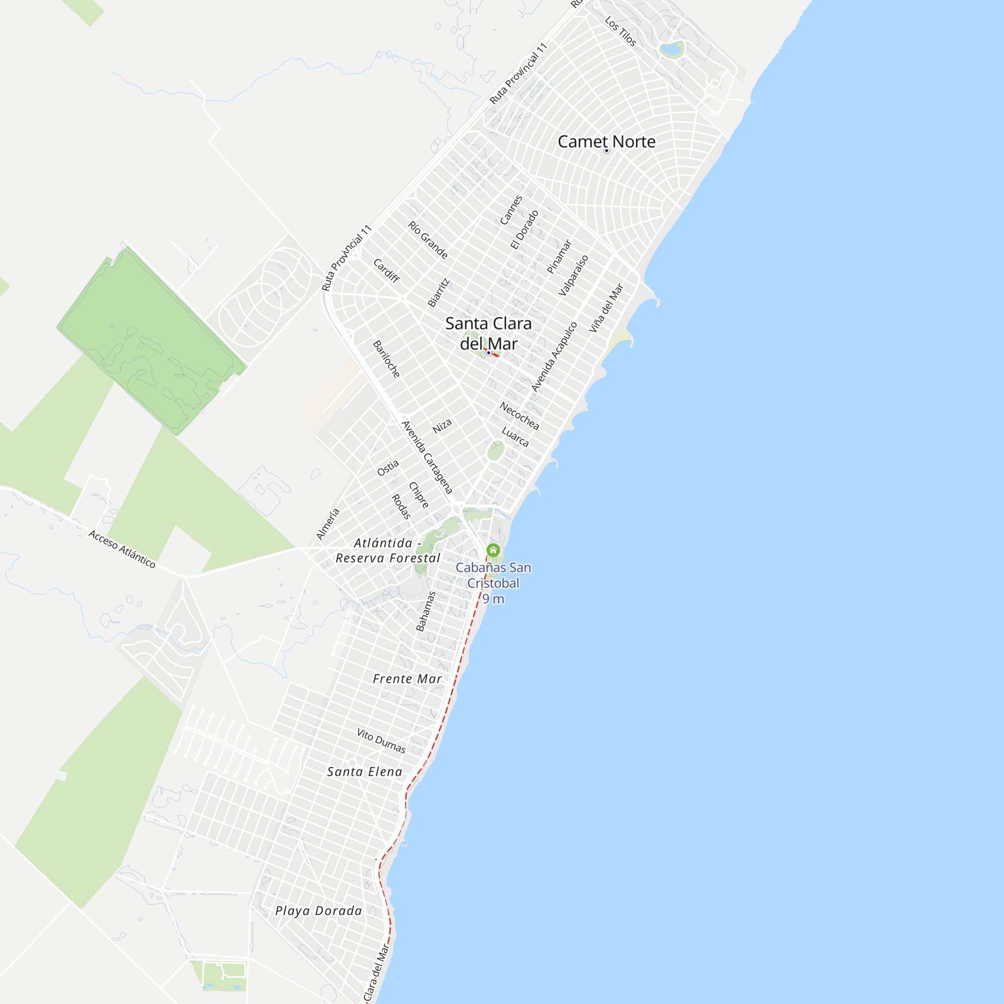 Cabañas del Sol map