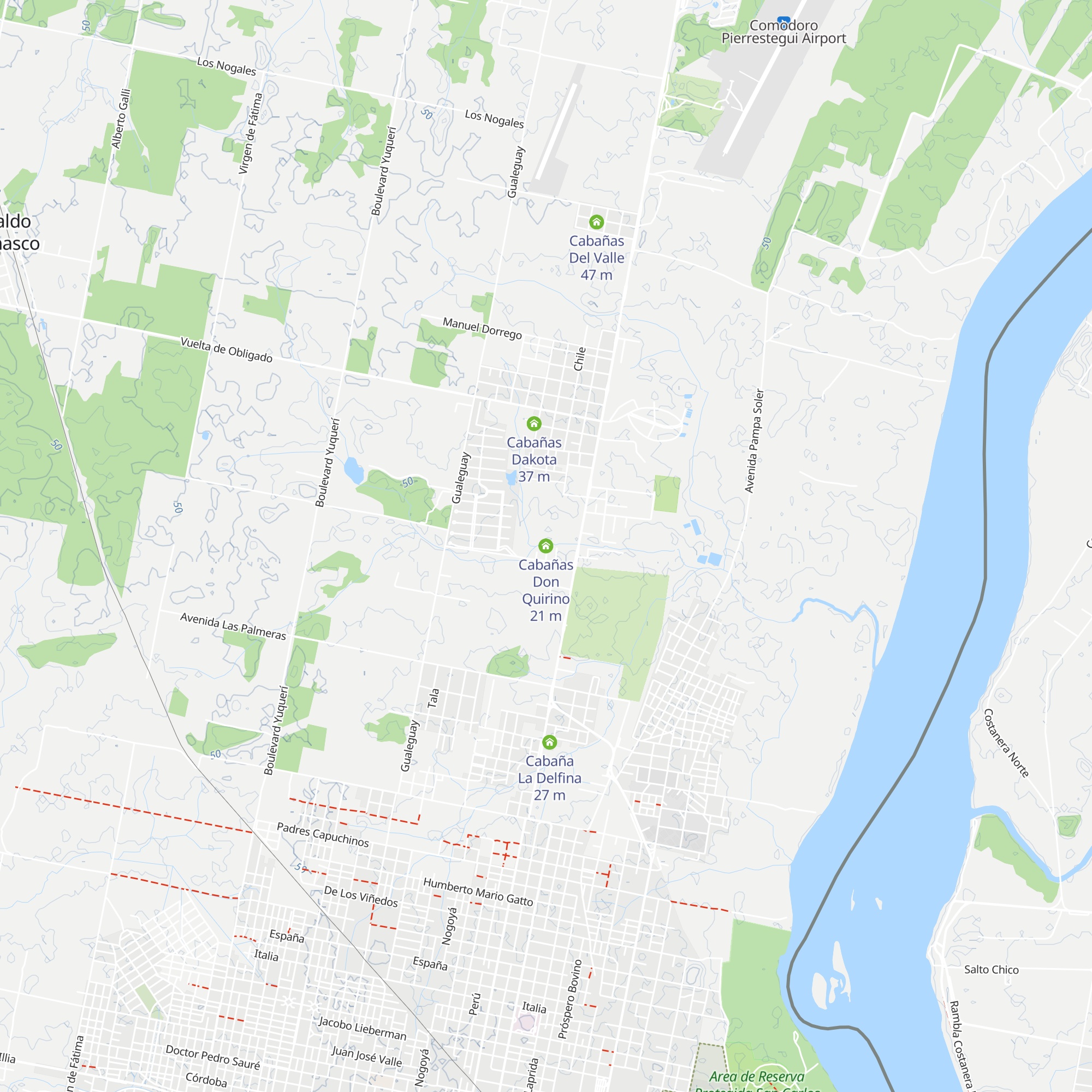 Cabañas Don Quirino map