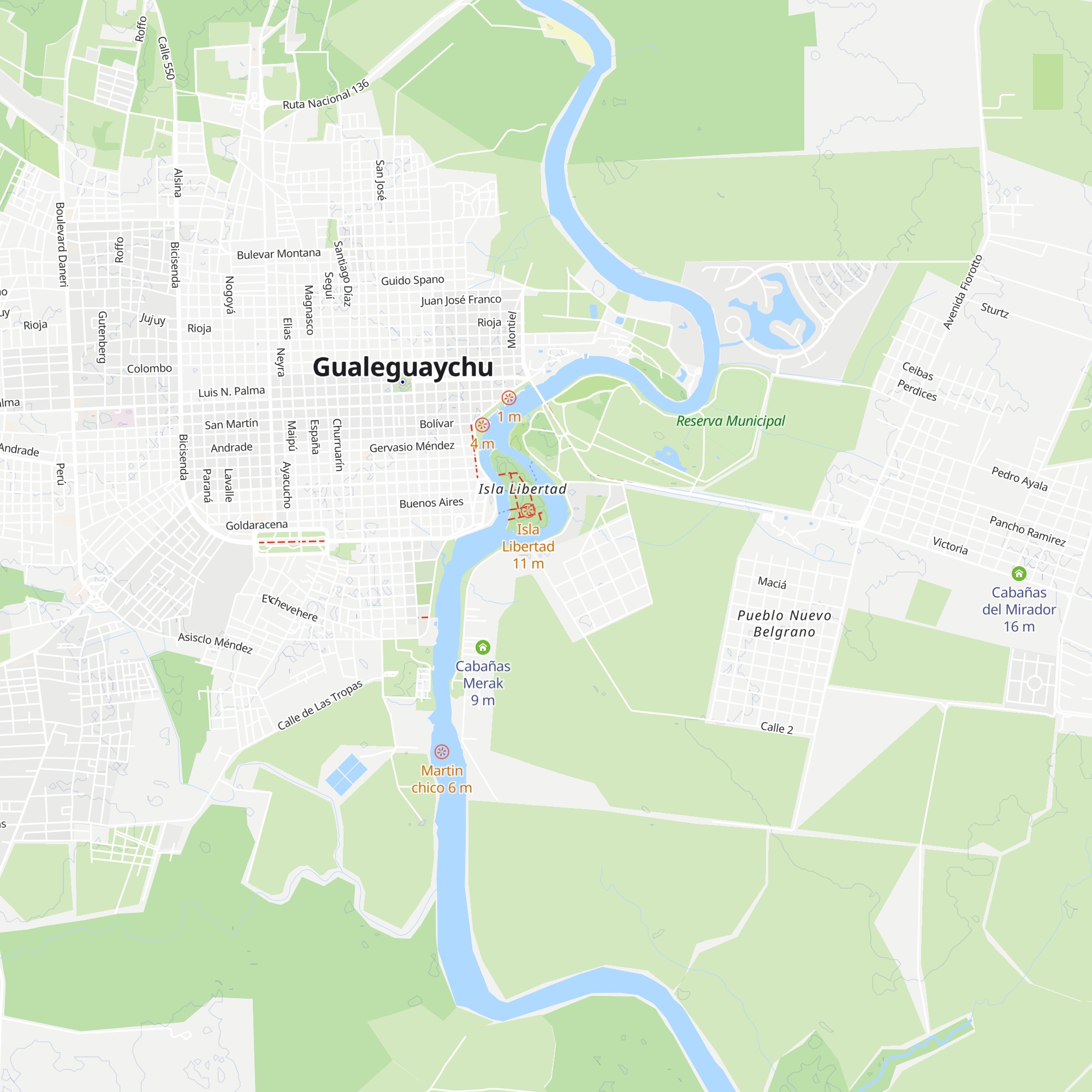 Cabañas y camping map