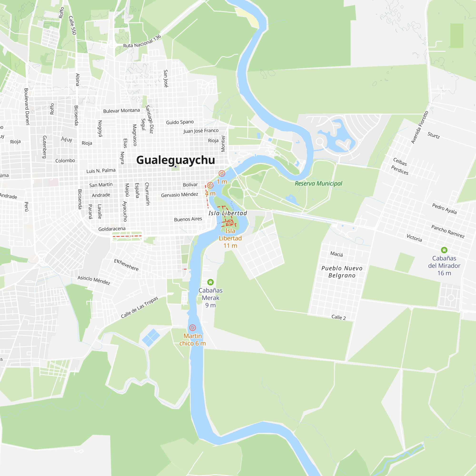 Cabañas y camping map