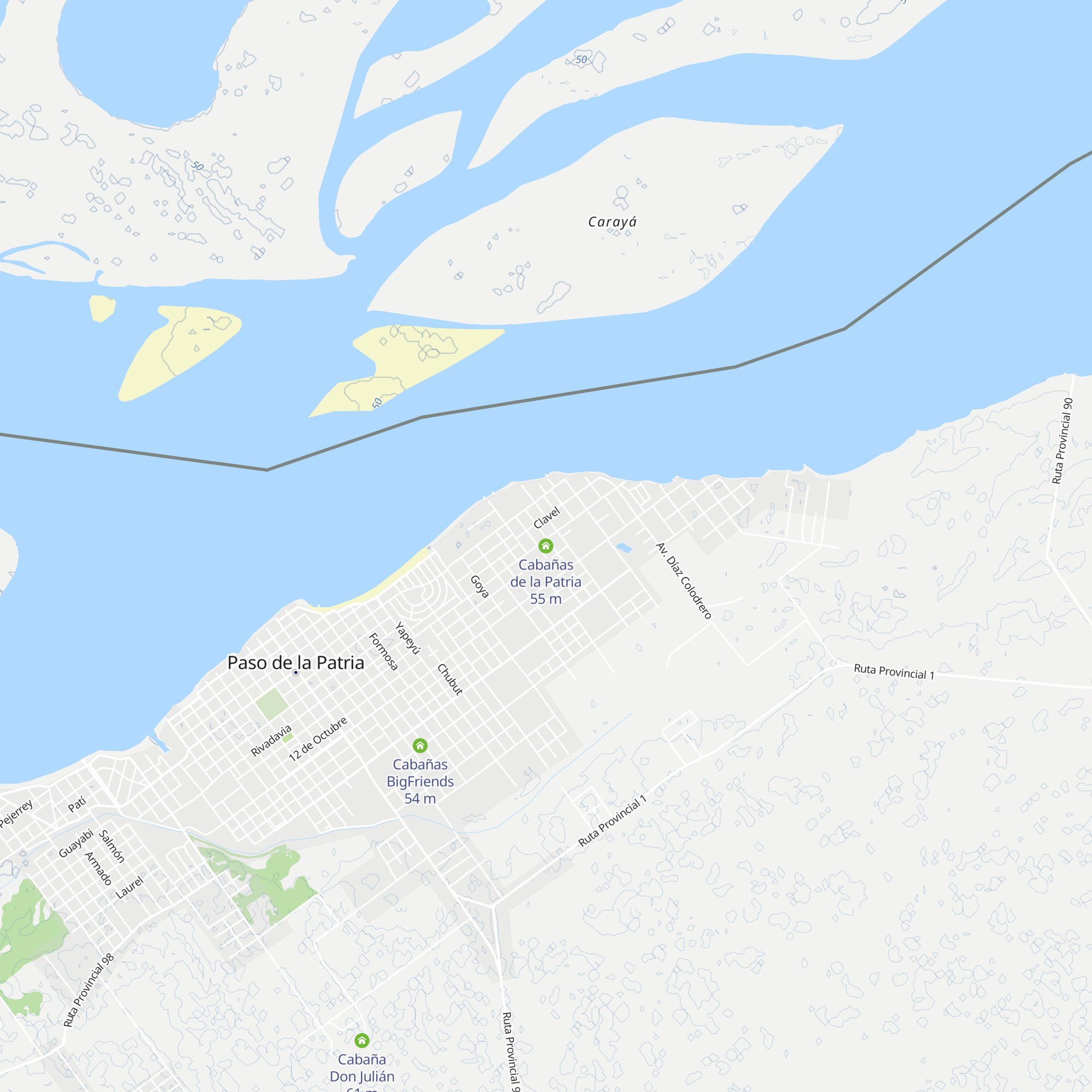 Cabañas de la Patria map