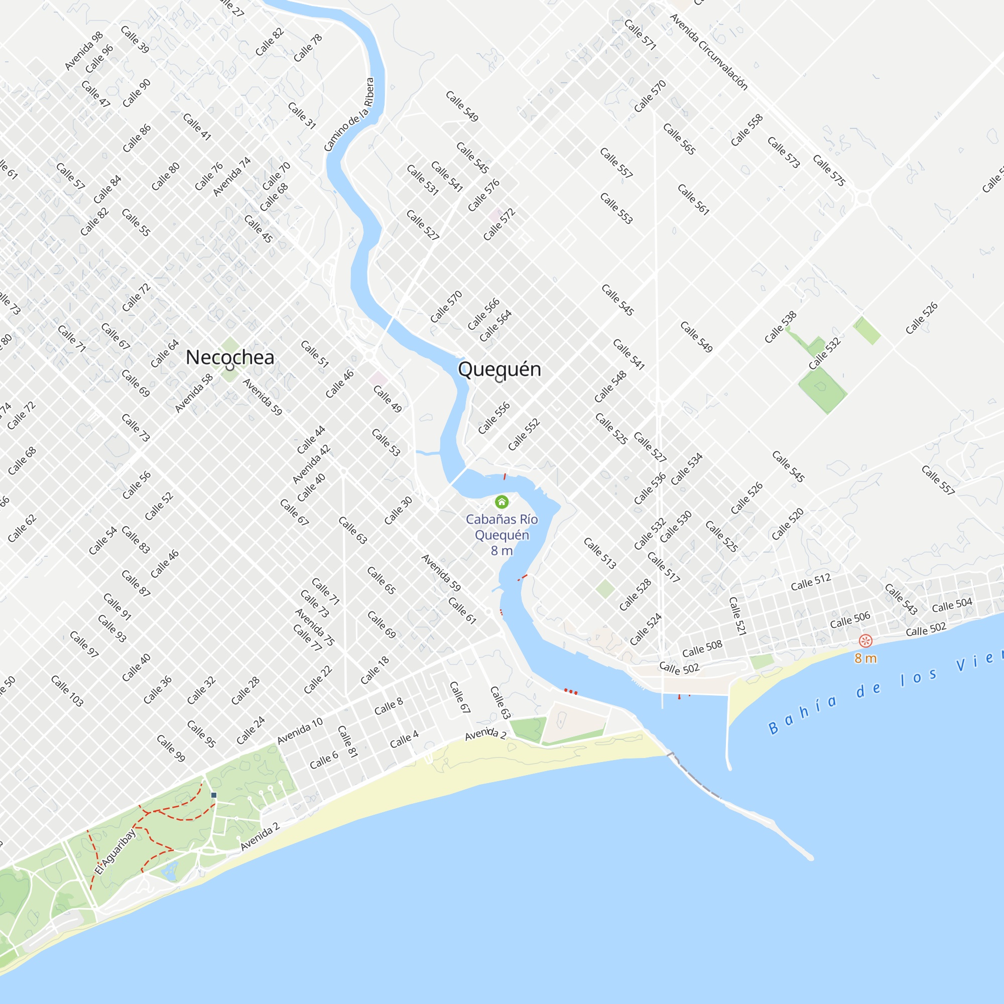 Cabañas Río Quequén map