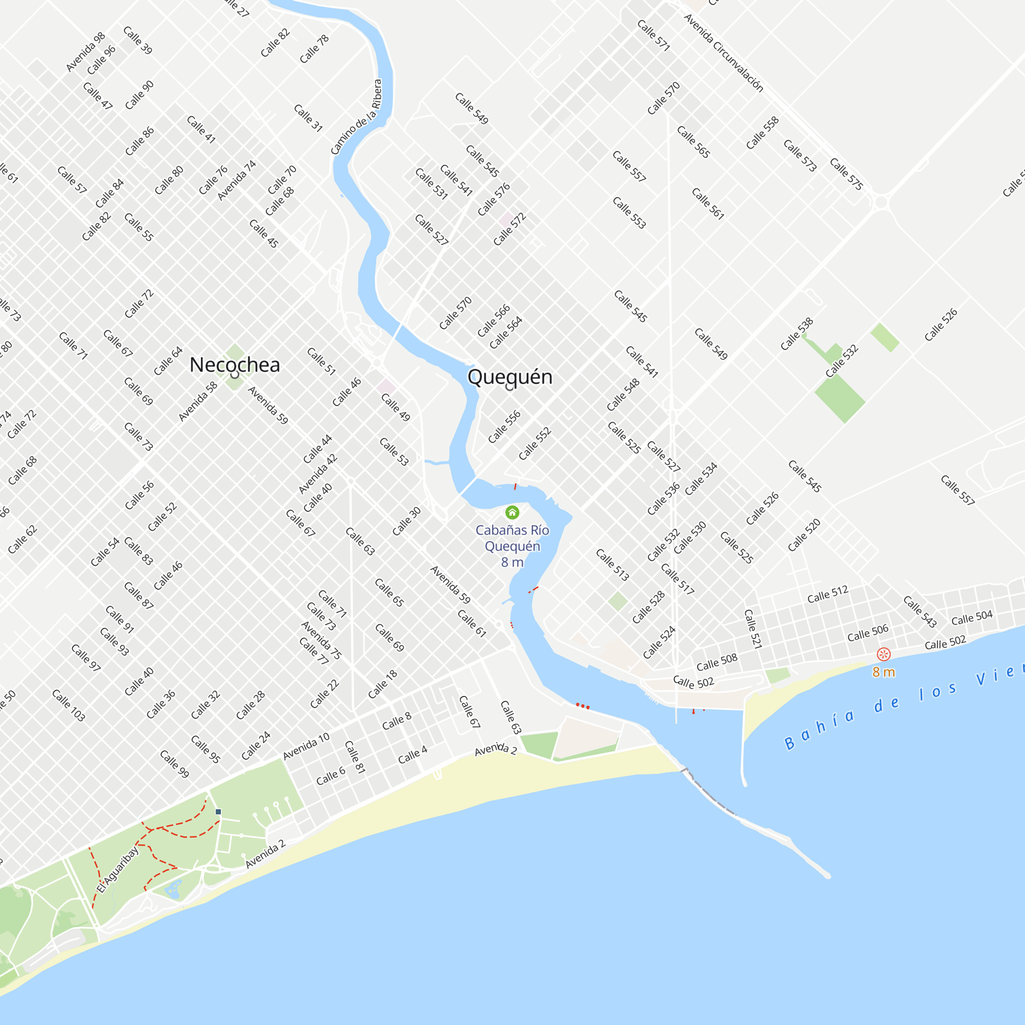 Cabañas Río Quequén map