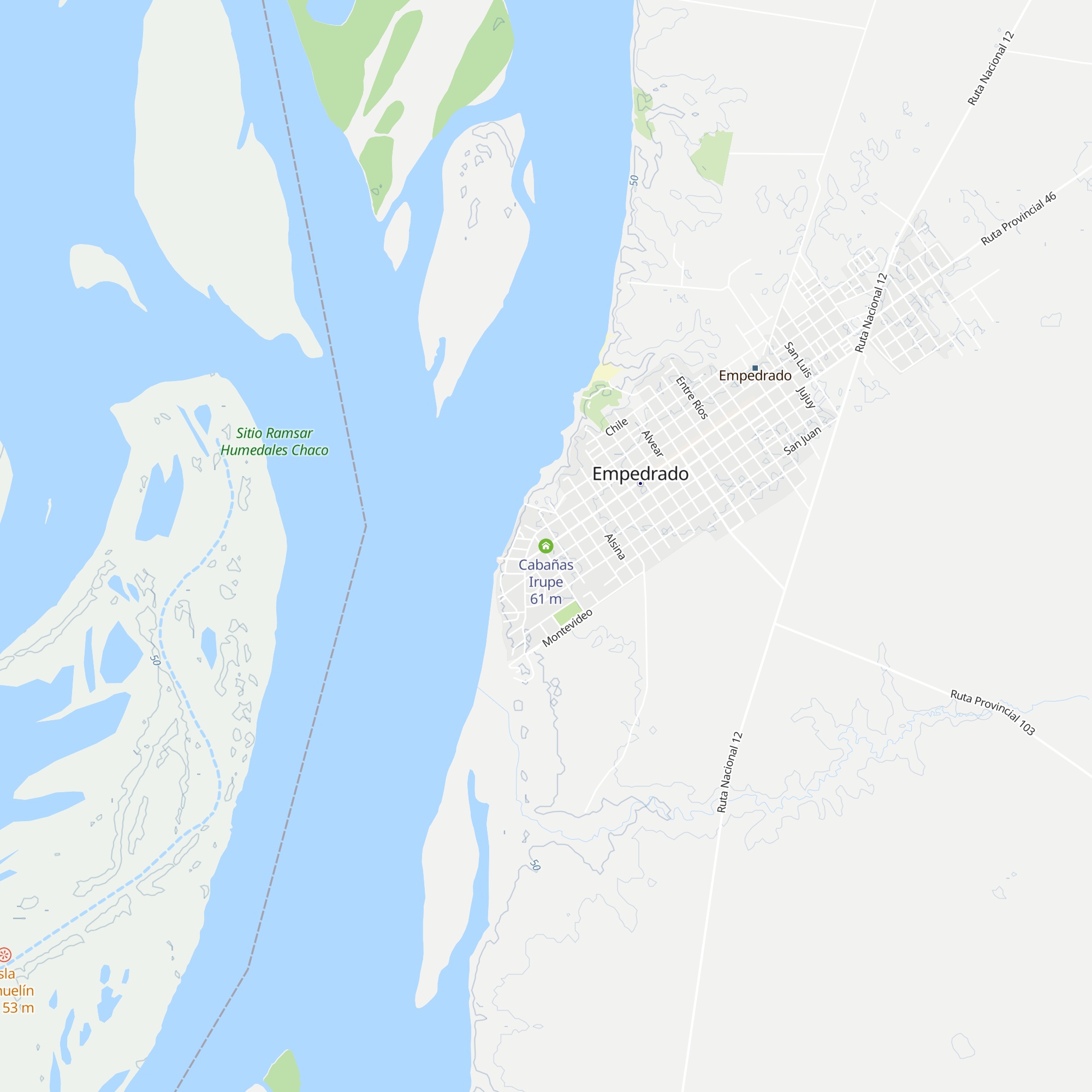 Cabañas Irupe map