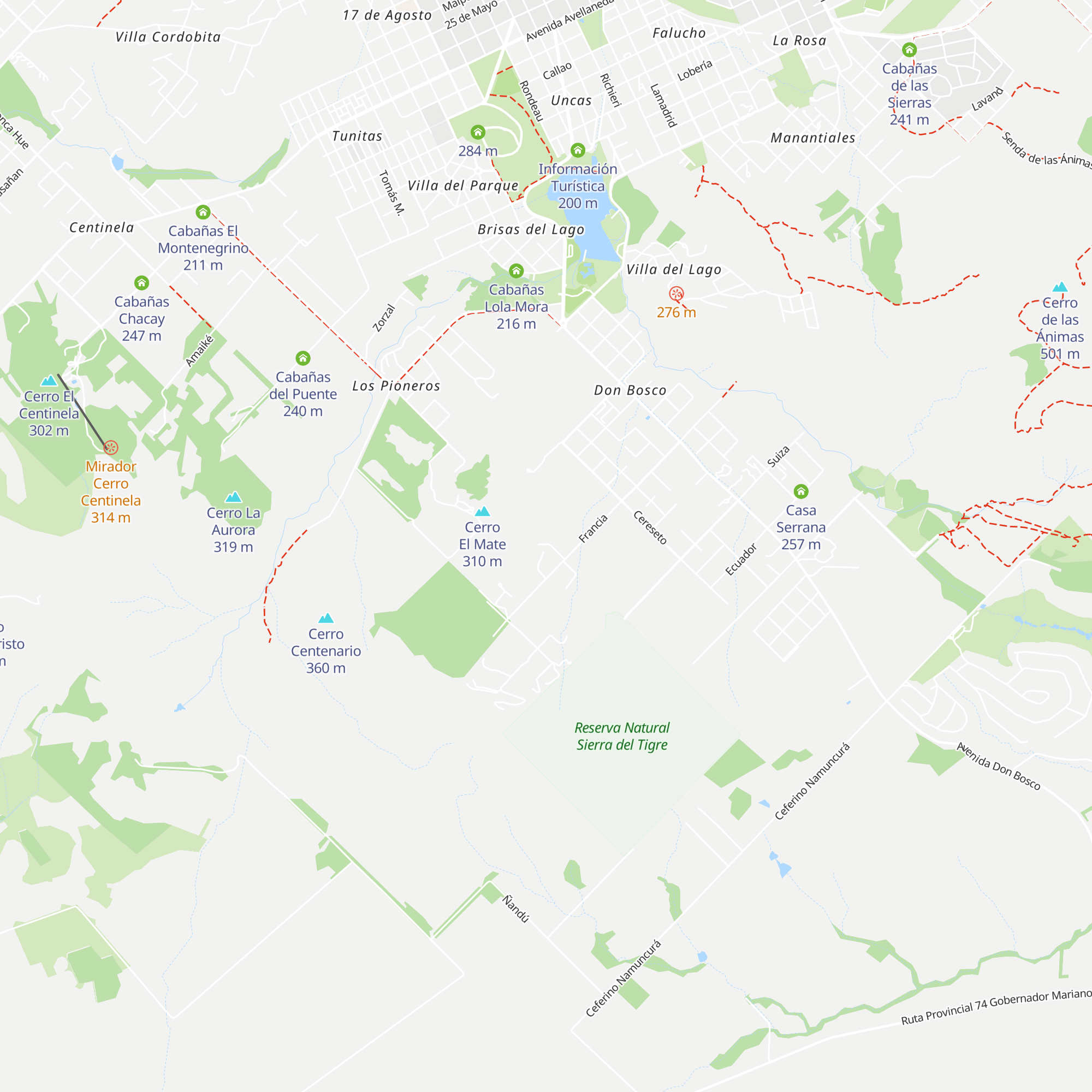 Cabañas Las Dinas Entresierras map