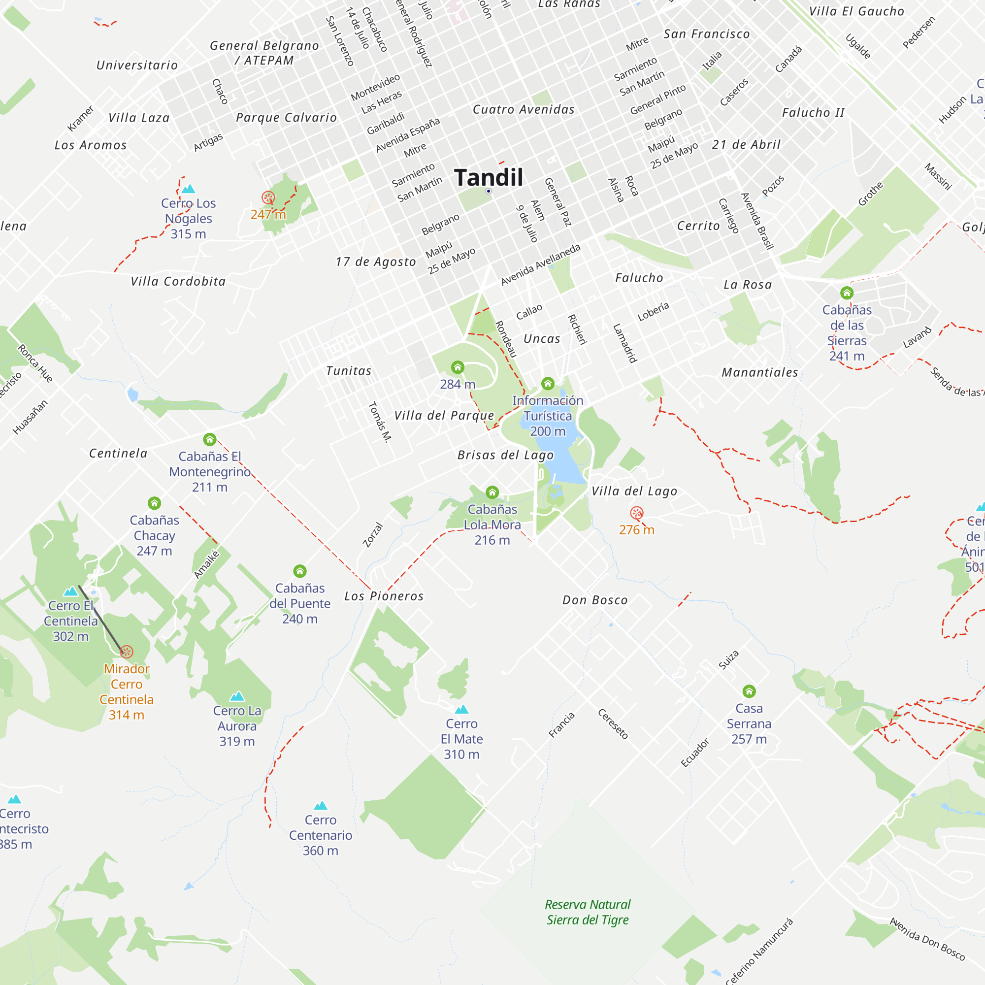 Cabañas Lola Mora map
