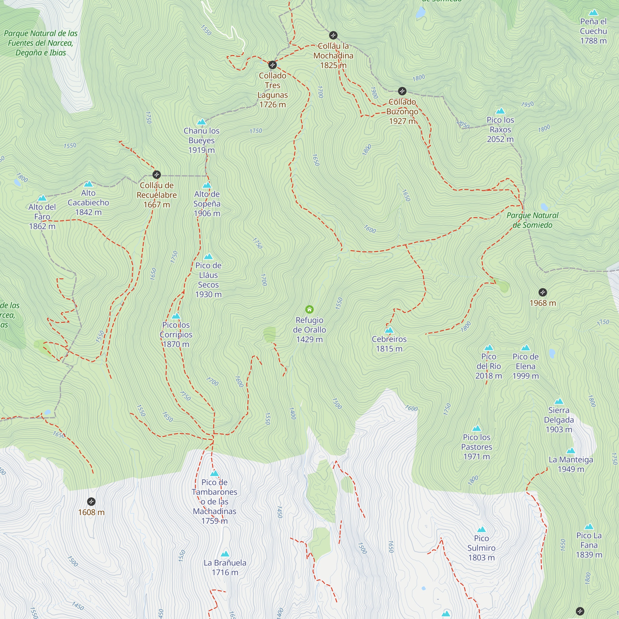 Refugio de Orallo map