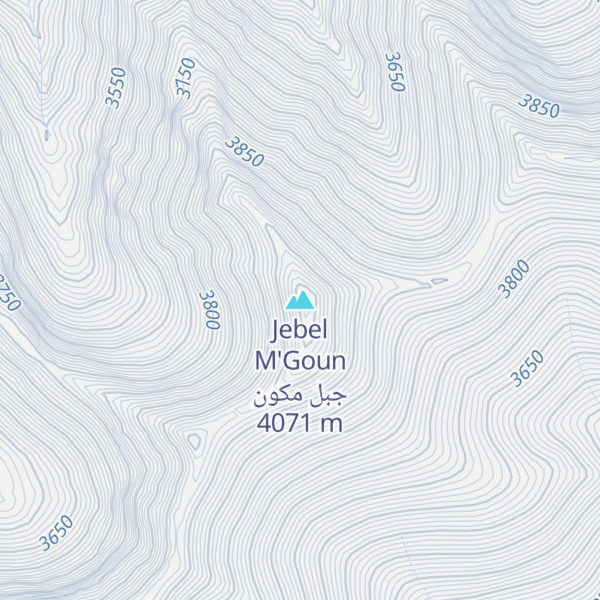 Map of Jebel M'Goun جبل مكون