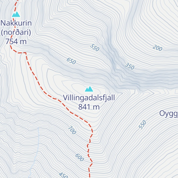 Map of Villingadalsfjall