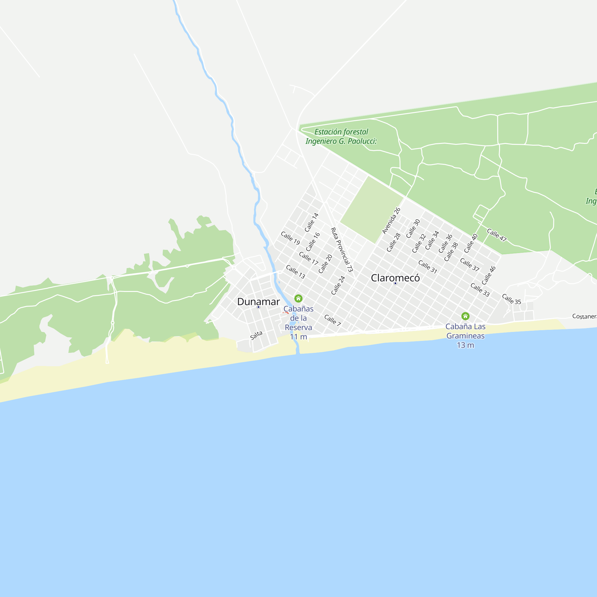 Cabañas de la Reserva map