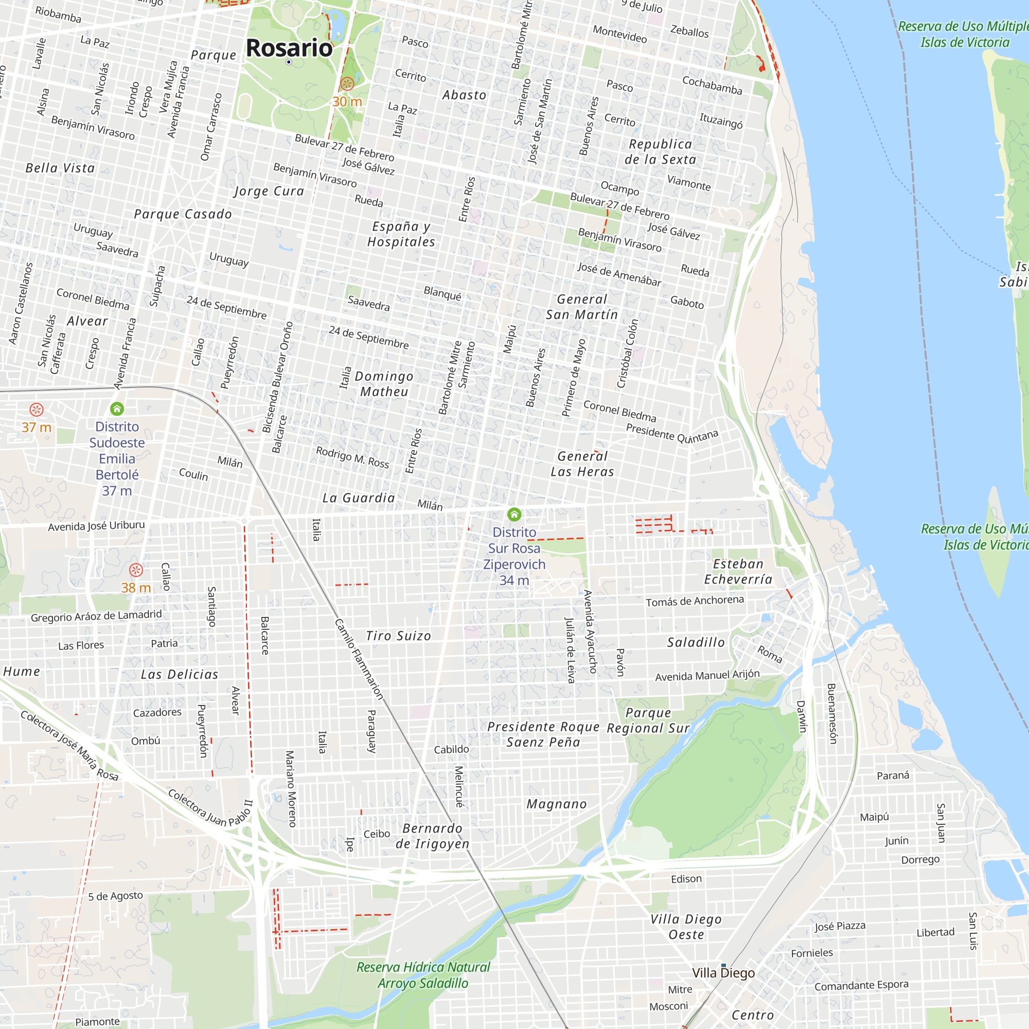 Distrito Sur Rosa Ziperovich map