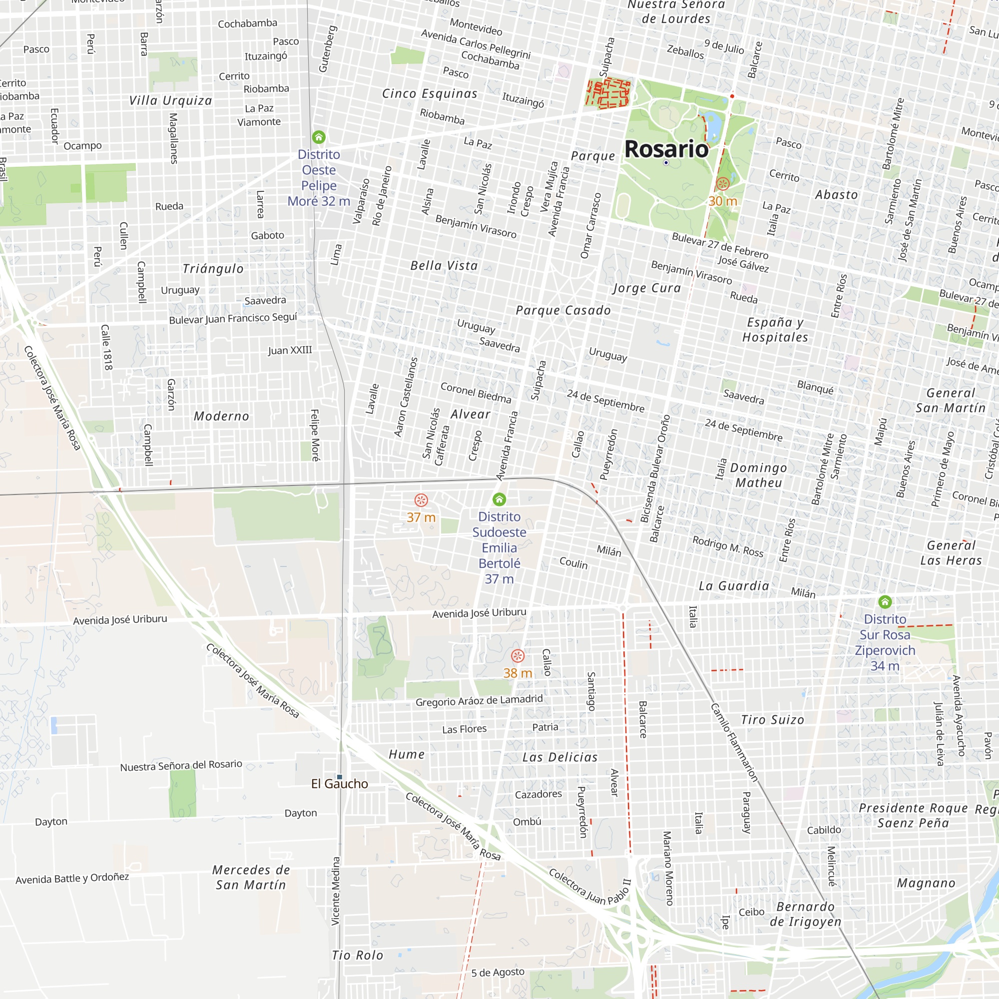 Distrito Sudoeste Emilia Bertolé map