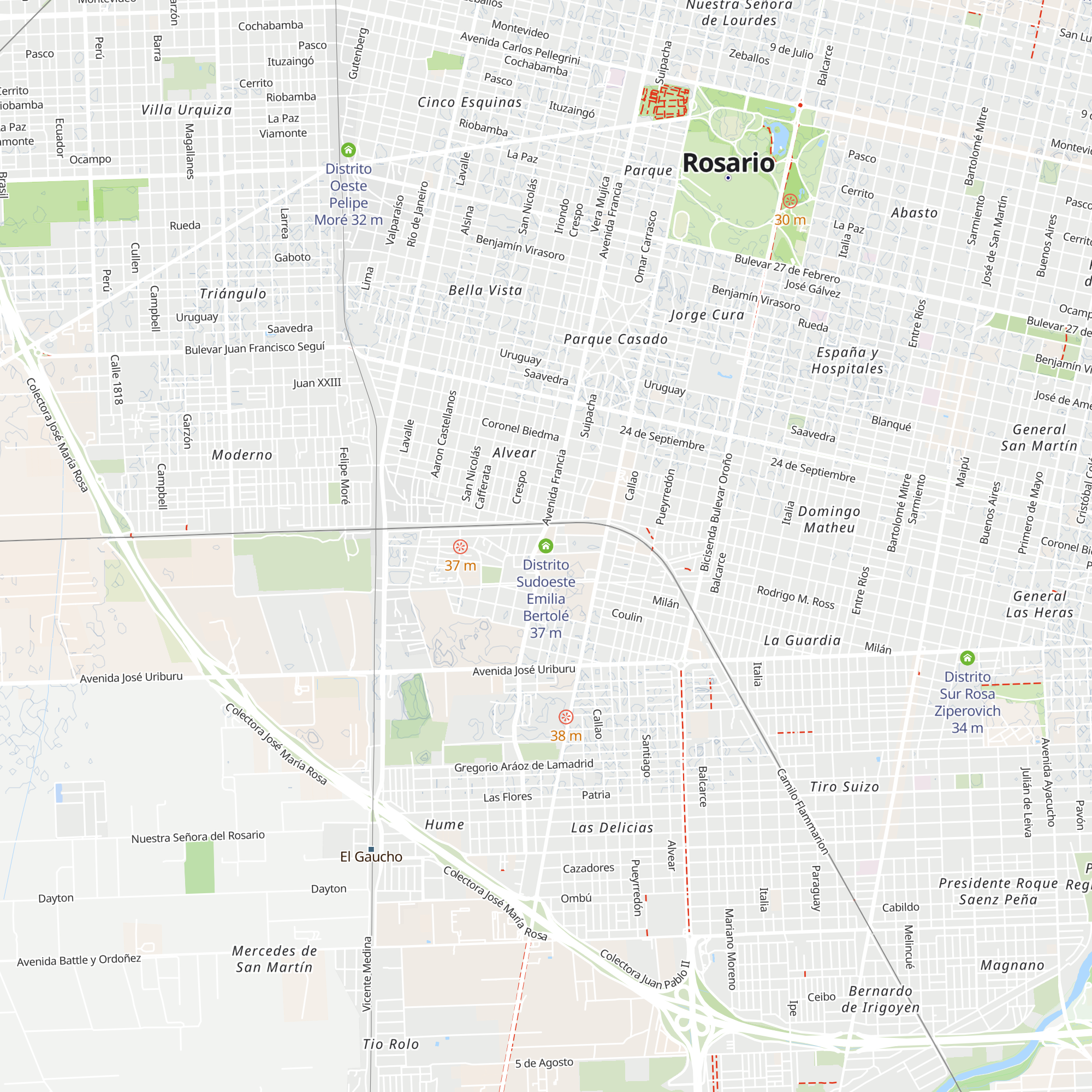 Distrito Sudoeste Emilia Bertolé map