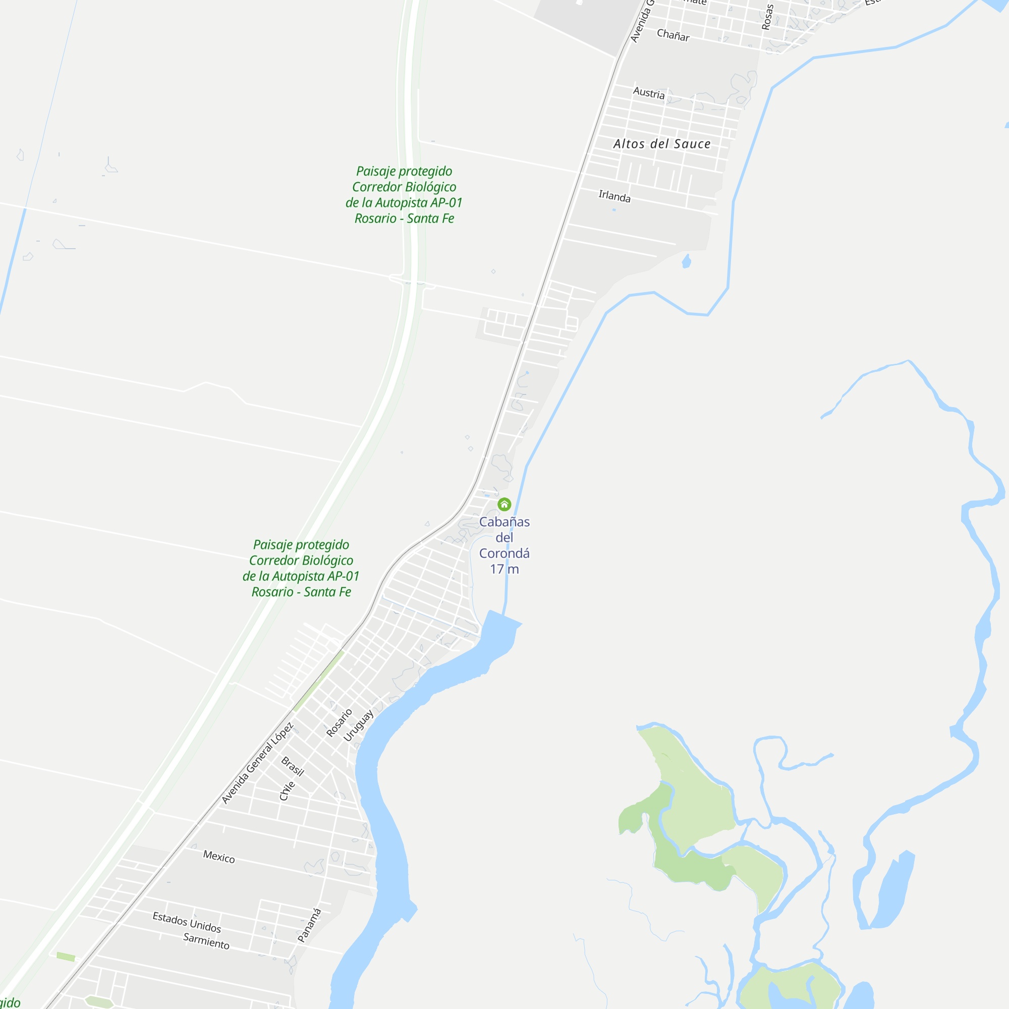 Cabañas del Corondá map