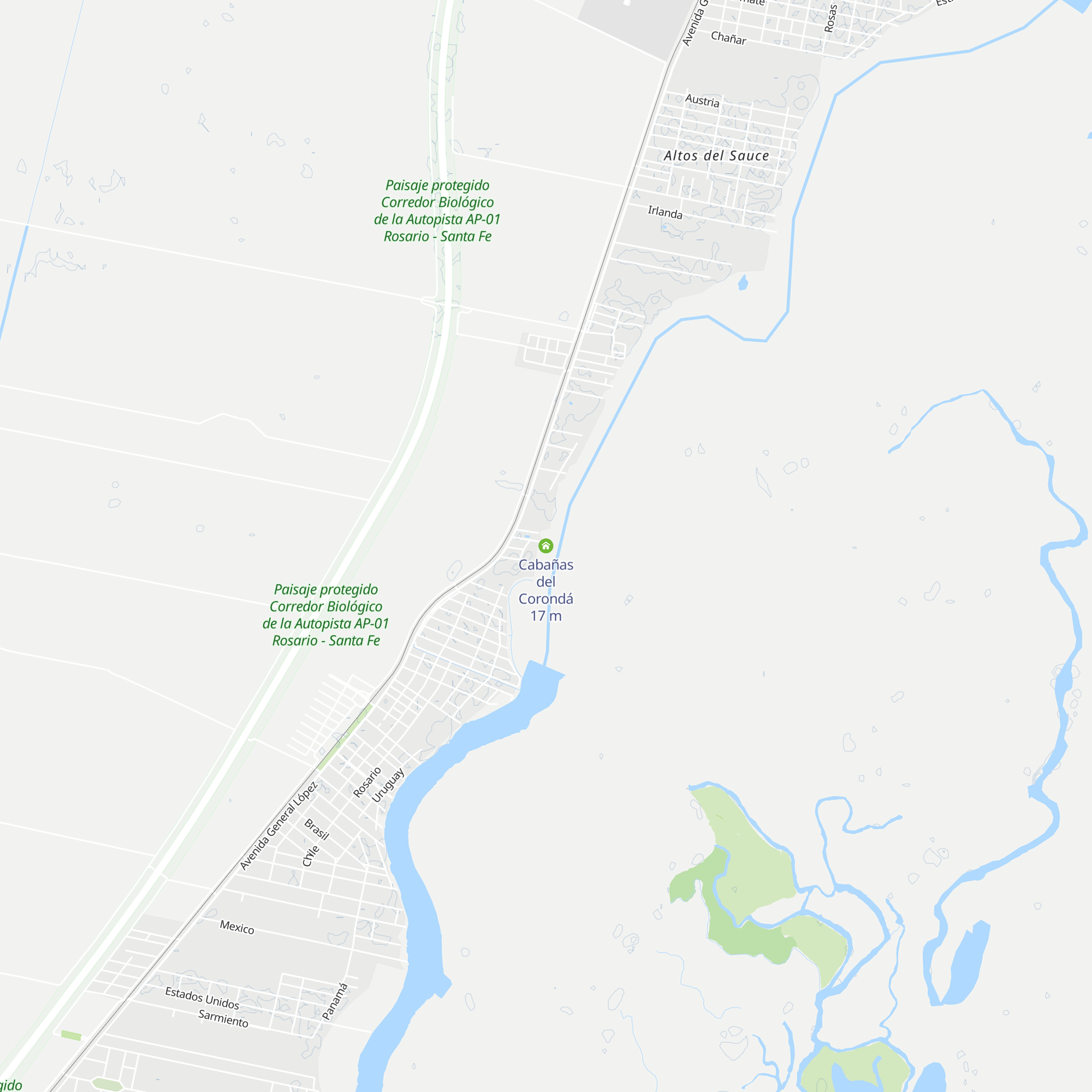 Cabañas del Corondá map
