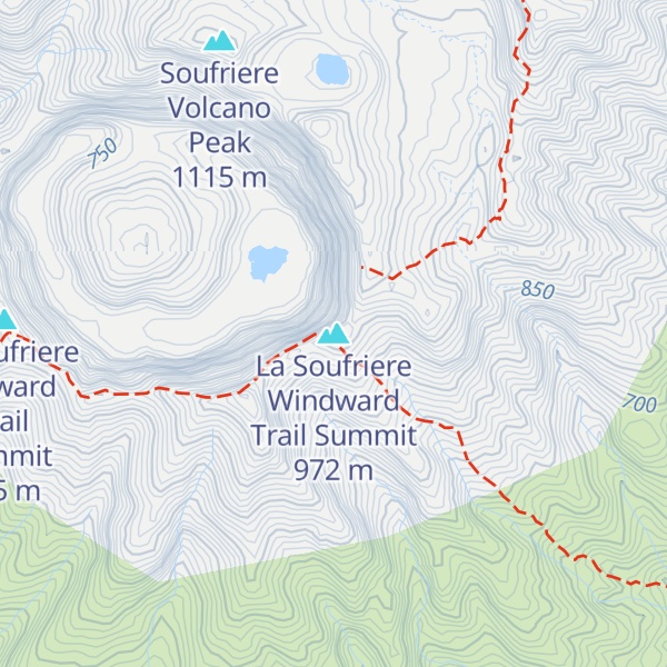 Map of La Soufriere Windward Trail Summit