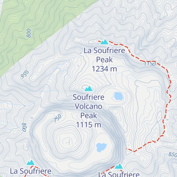 Map of Soufriere Volcano Peak