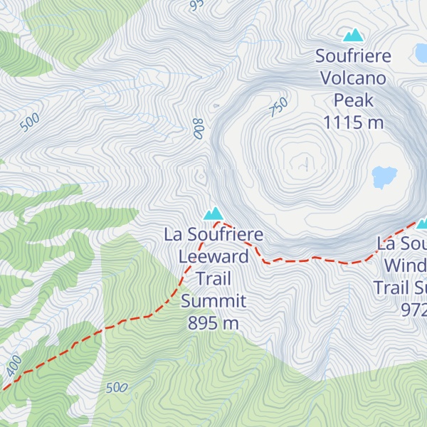 Map of La Soufriere Leeward Trail Summit
