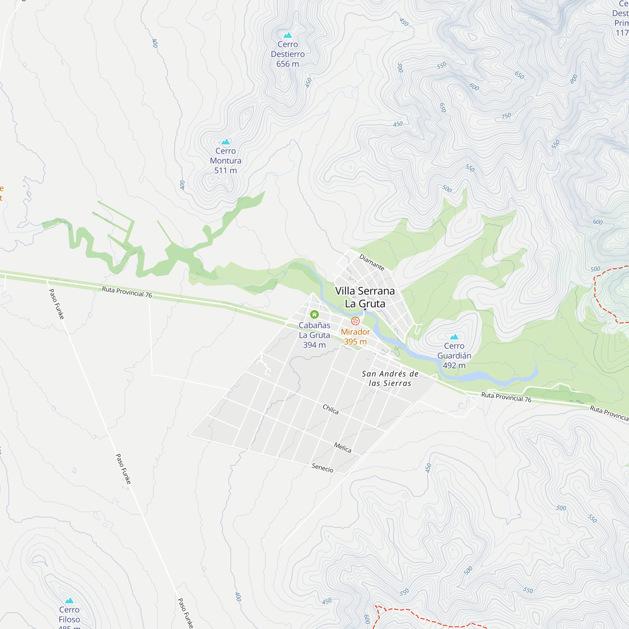 Cabañas La Gruta map