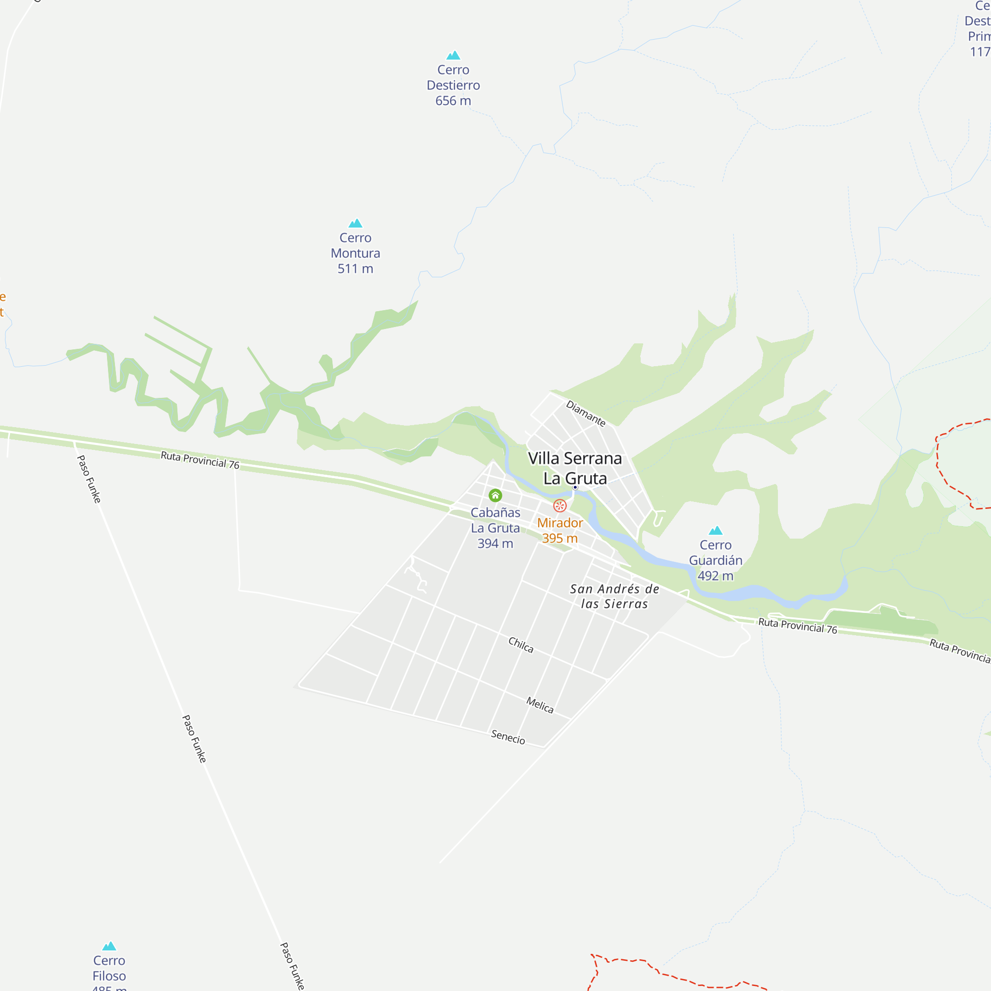 Cabañas La Gruta map
