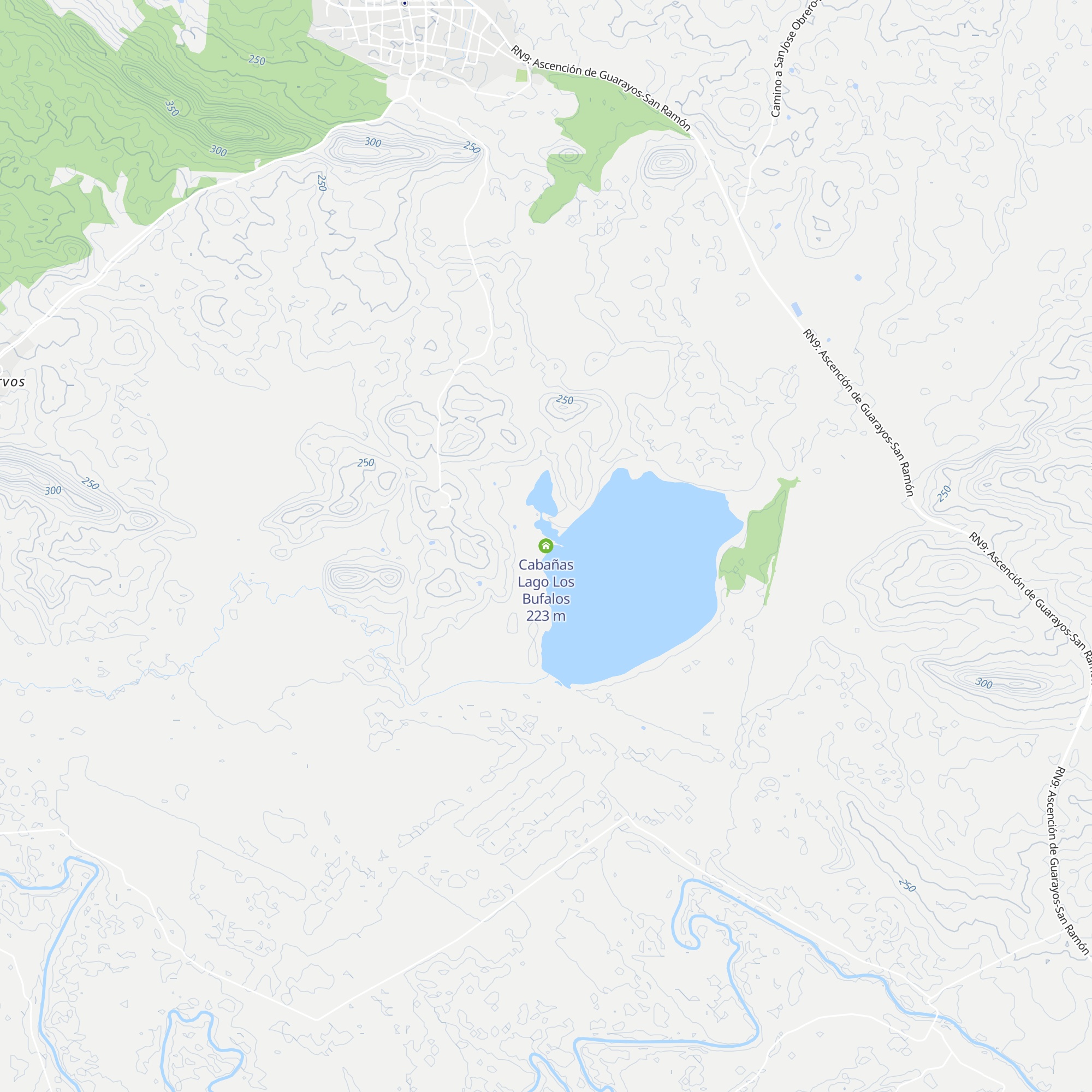 Cabañas Lago Los Bufalos map