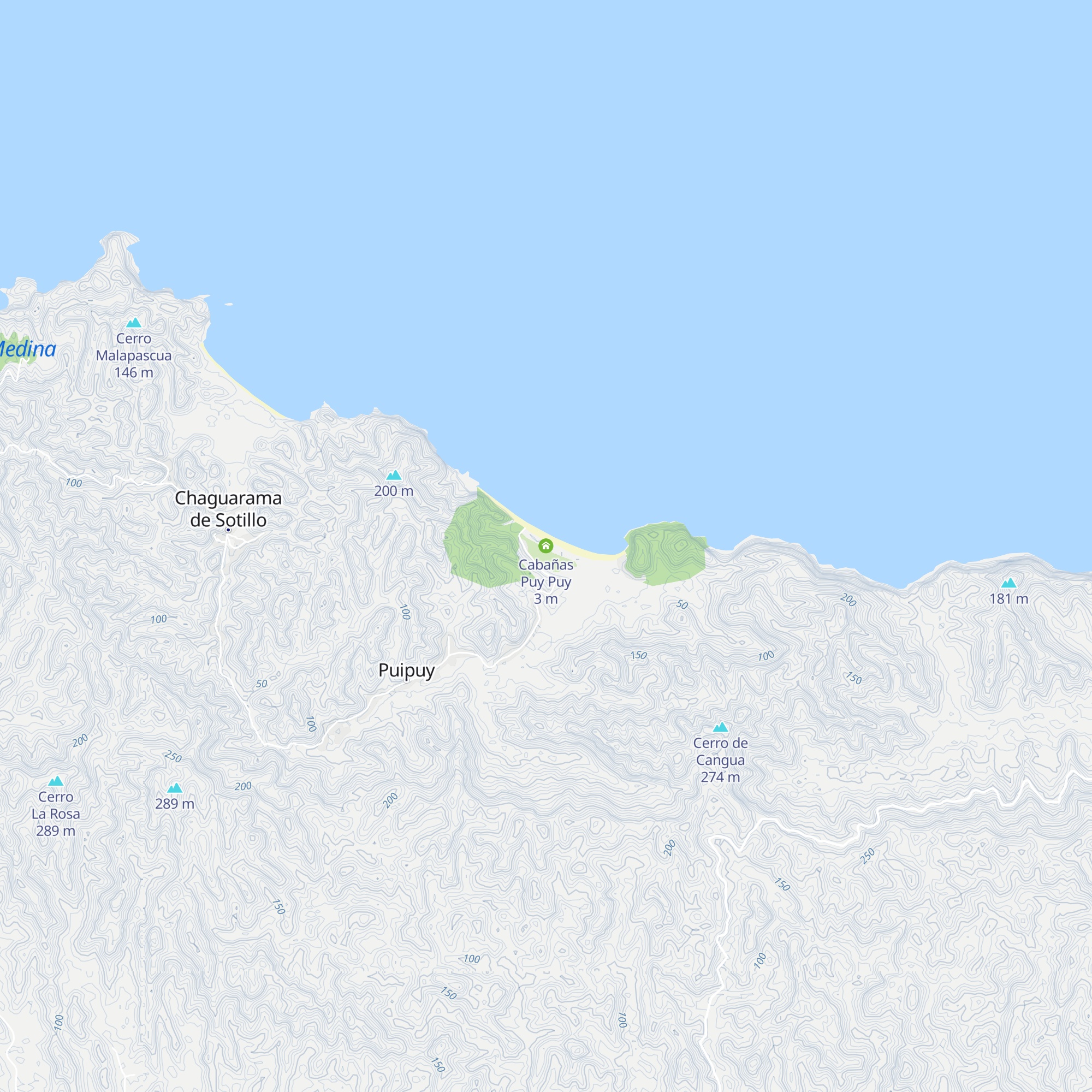 Cabañas Puy Puy map