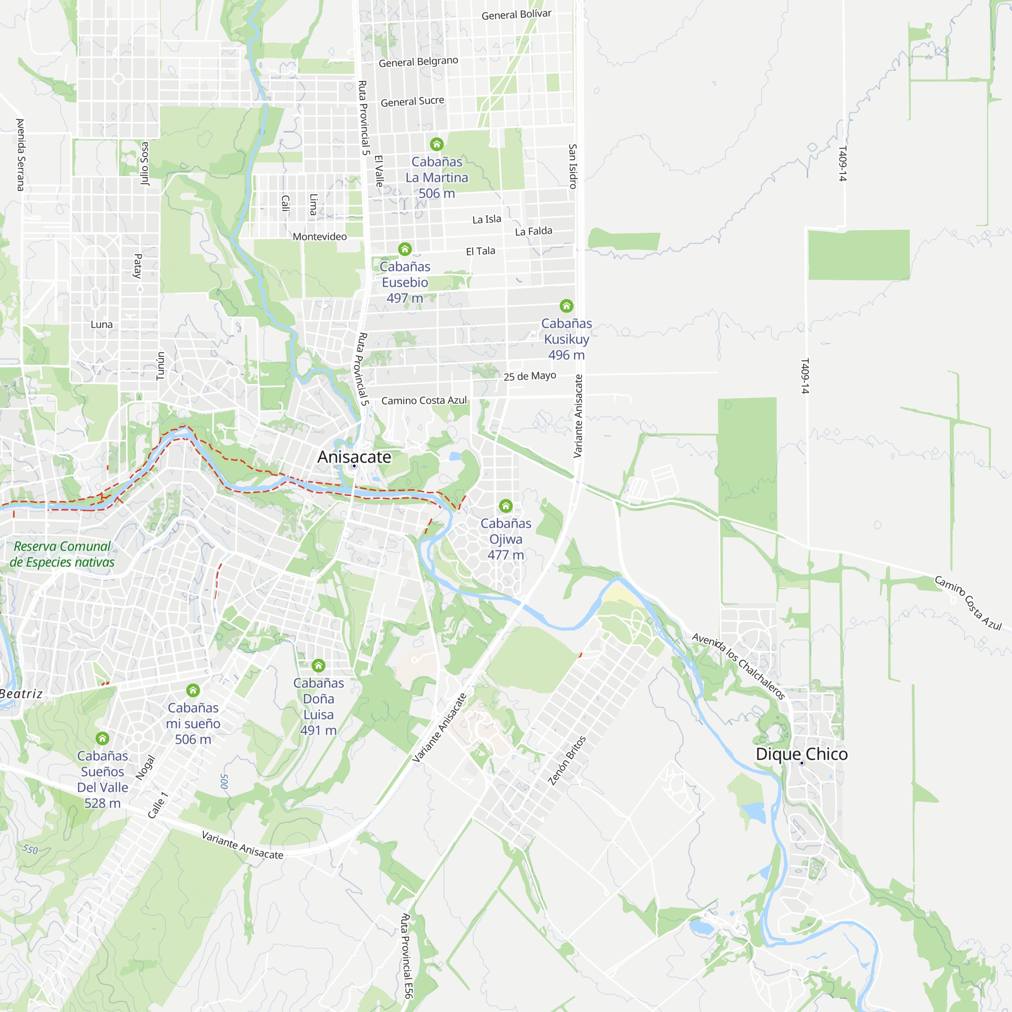 Cabañas Ojiwa map