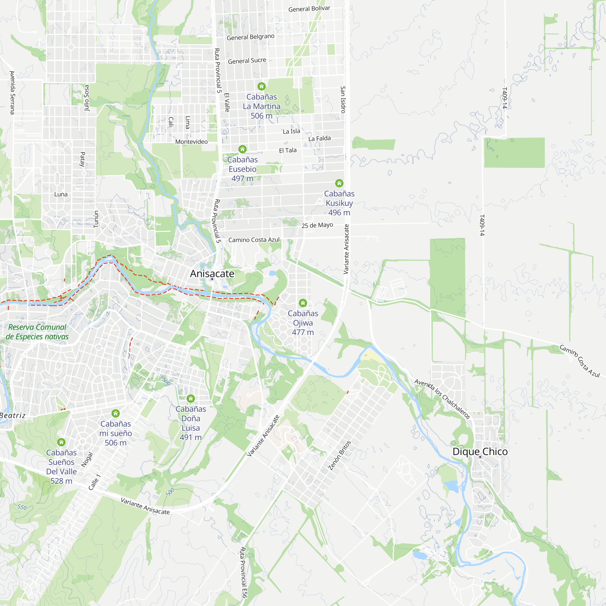 Cabañas Ojiwa map