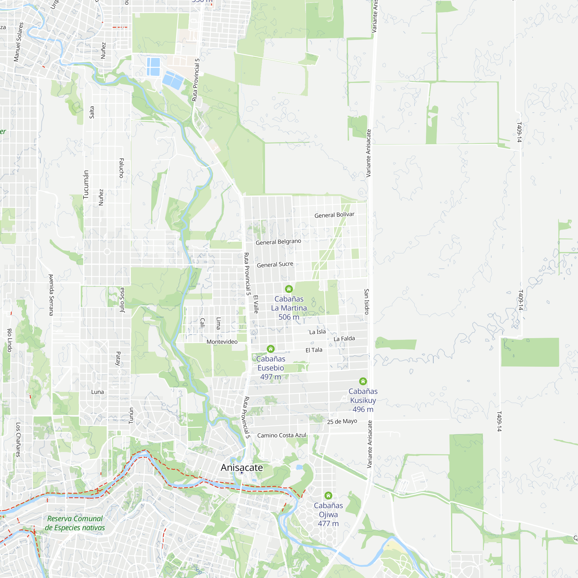 Cabañas La Martina map