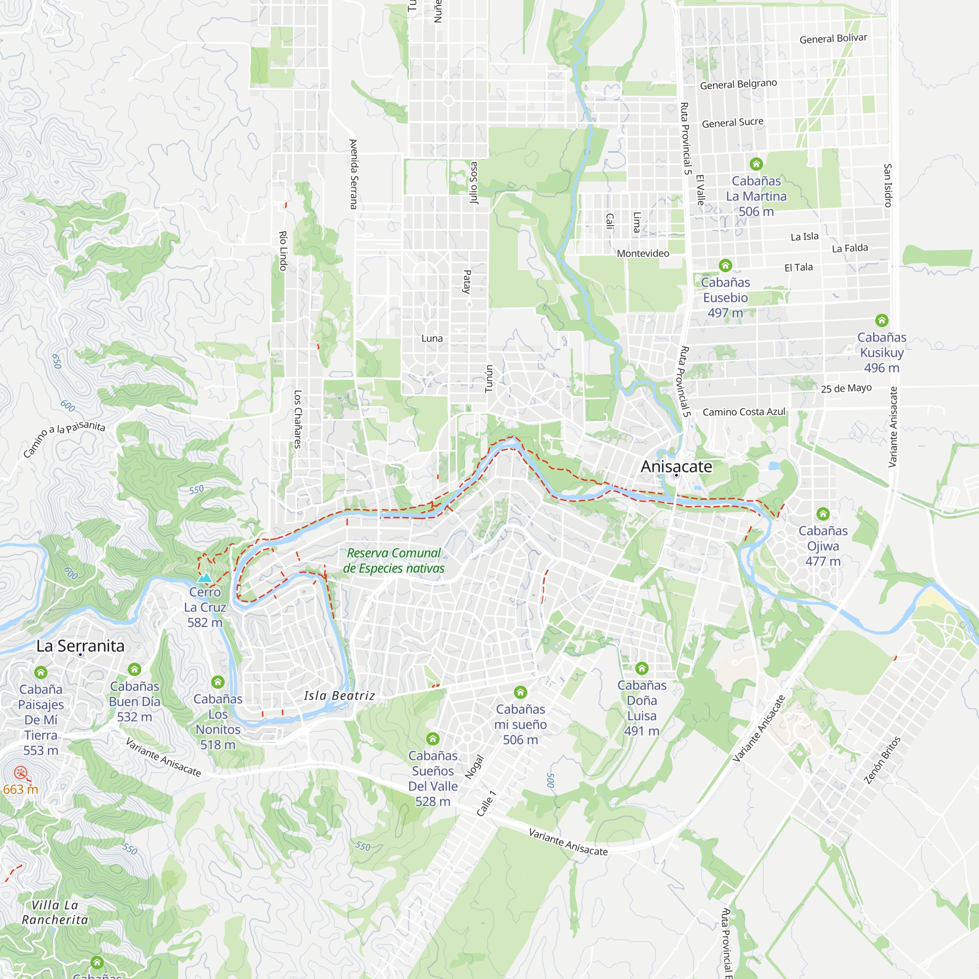 Cabañas paravachasca map