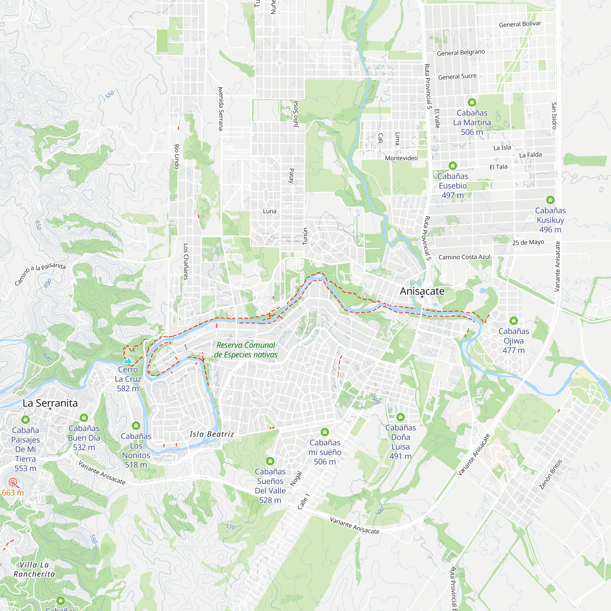 Cabañas paravachasca map