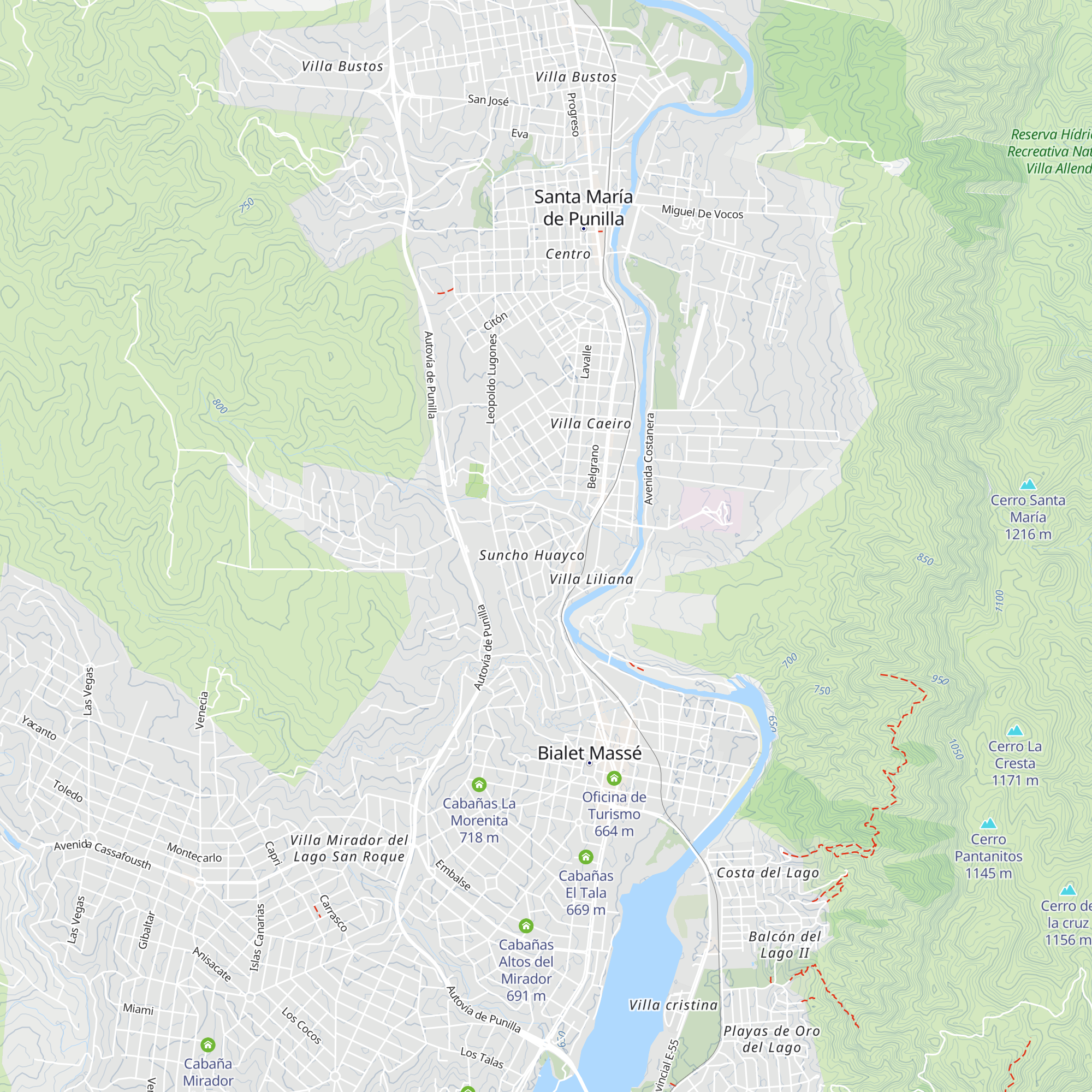 Cabañas Indama map