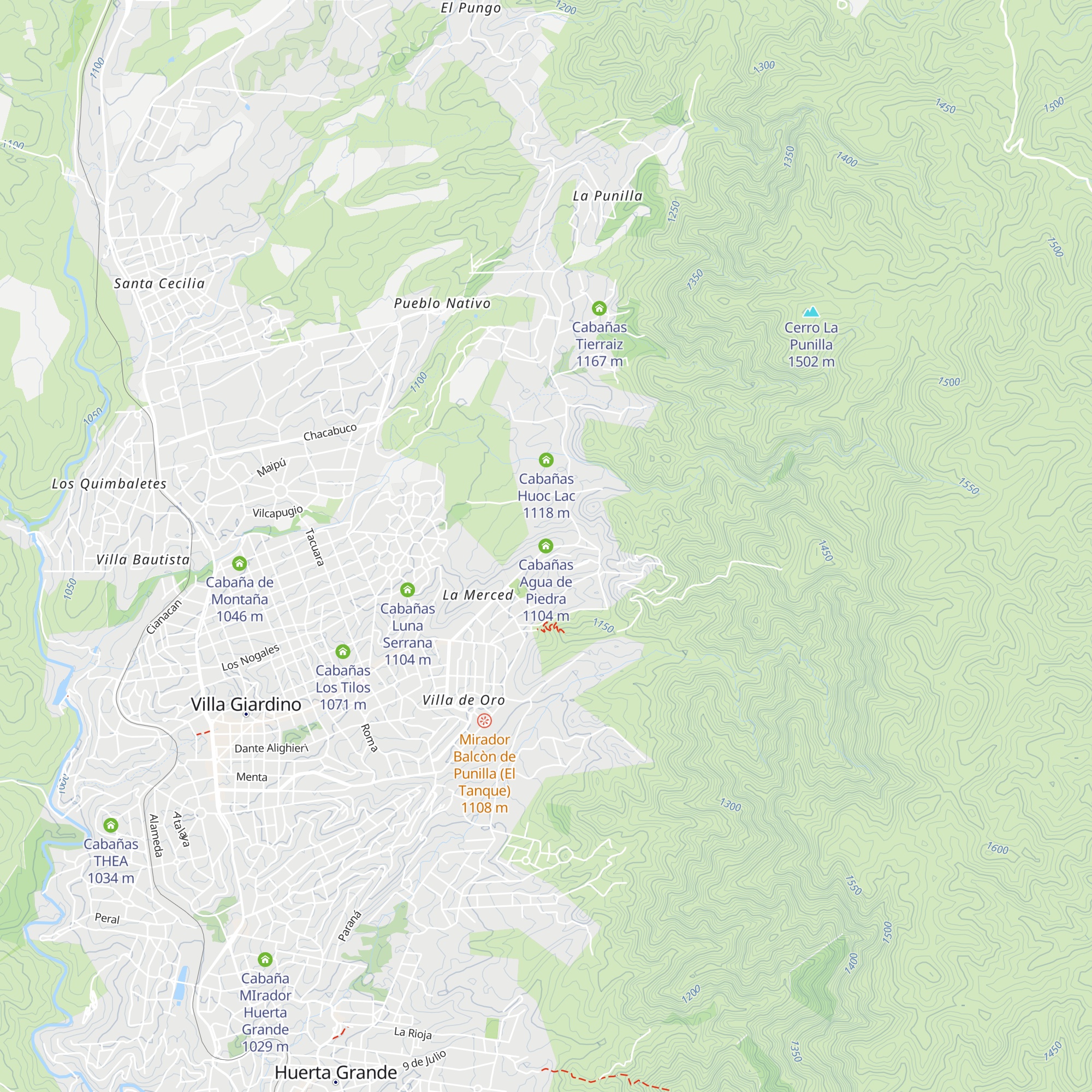 Cabañas Agua de Piedra map