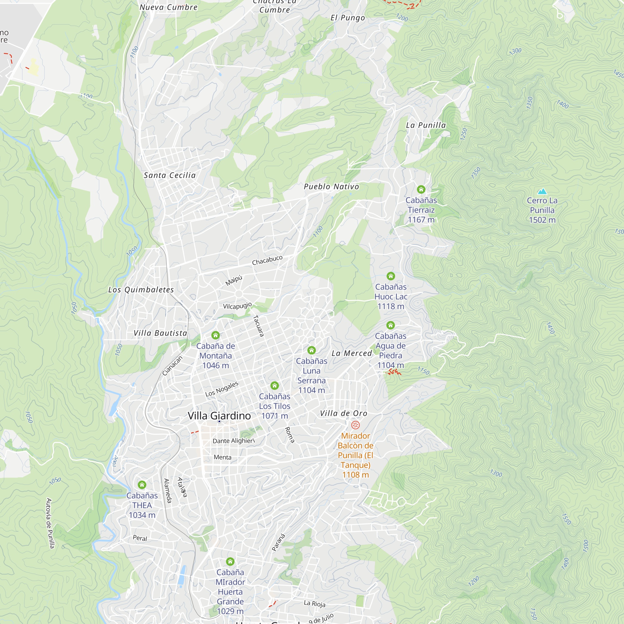 Cabañas Cuchito map
