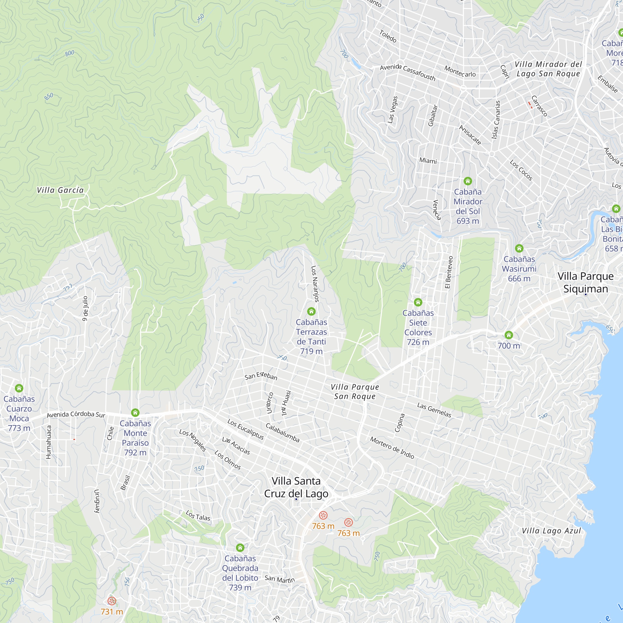 Cabañas Terrazas de Tanti map