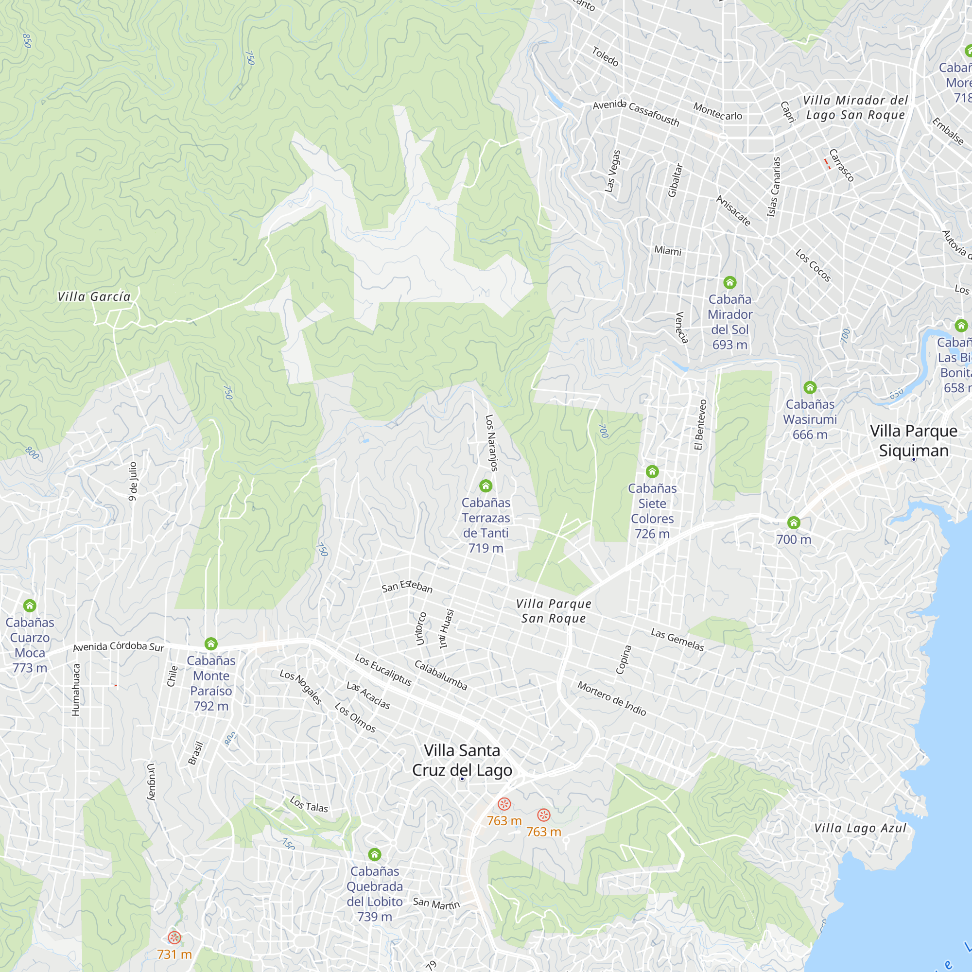 Cabañas Terrazas de Tanti map